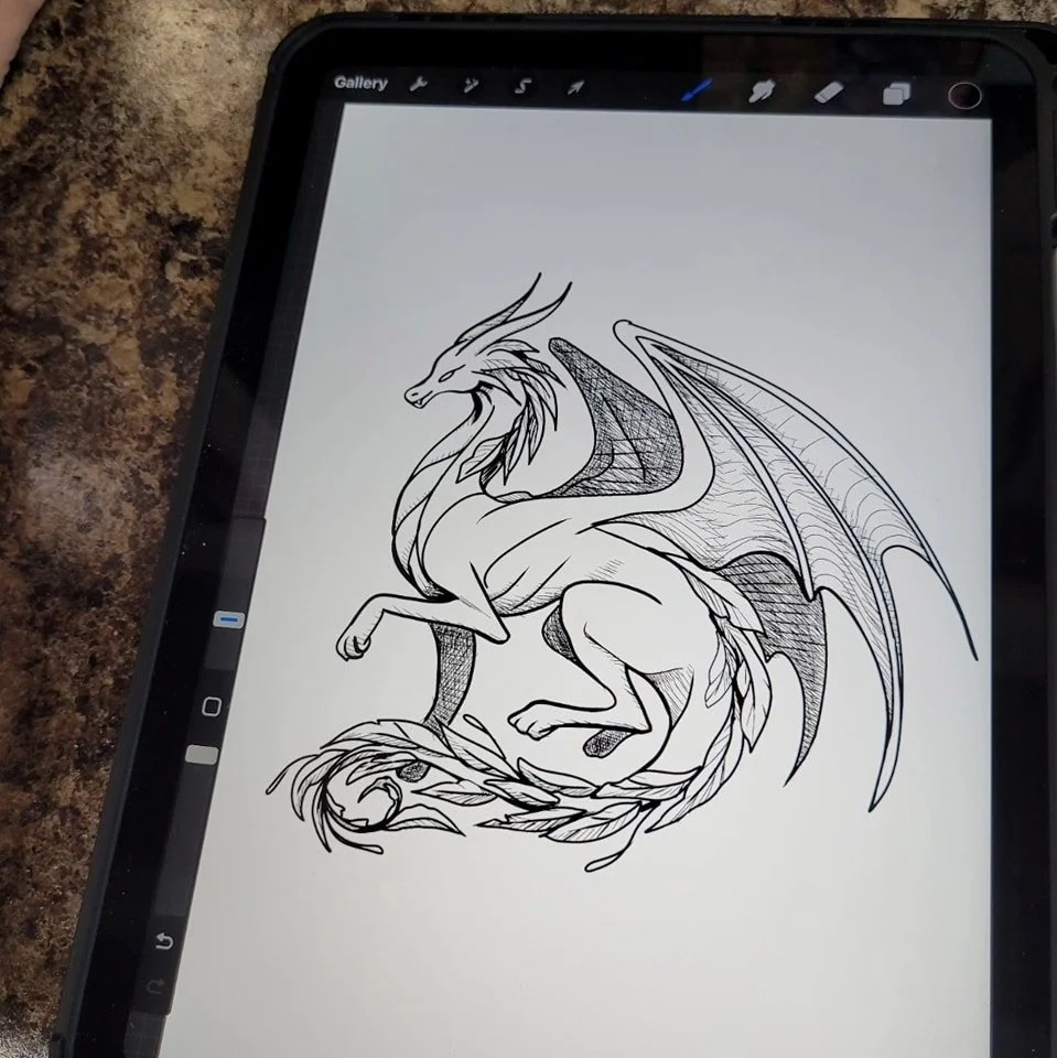 Hope drew Andarna from Fourth Wing. She wants to tattoo her. 

#dragon #feather #tale #tattoo #ink #idea #book #girls