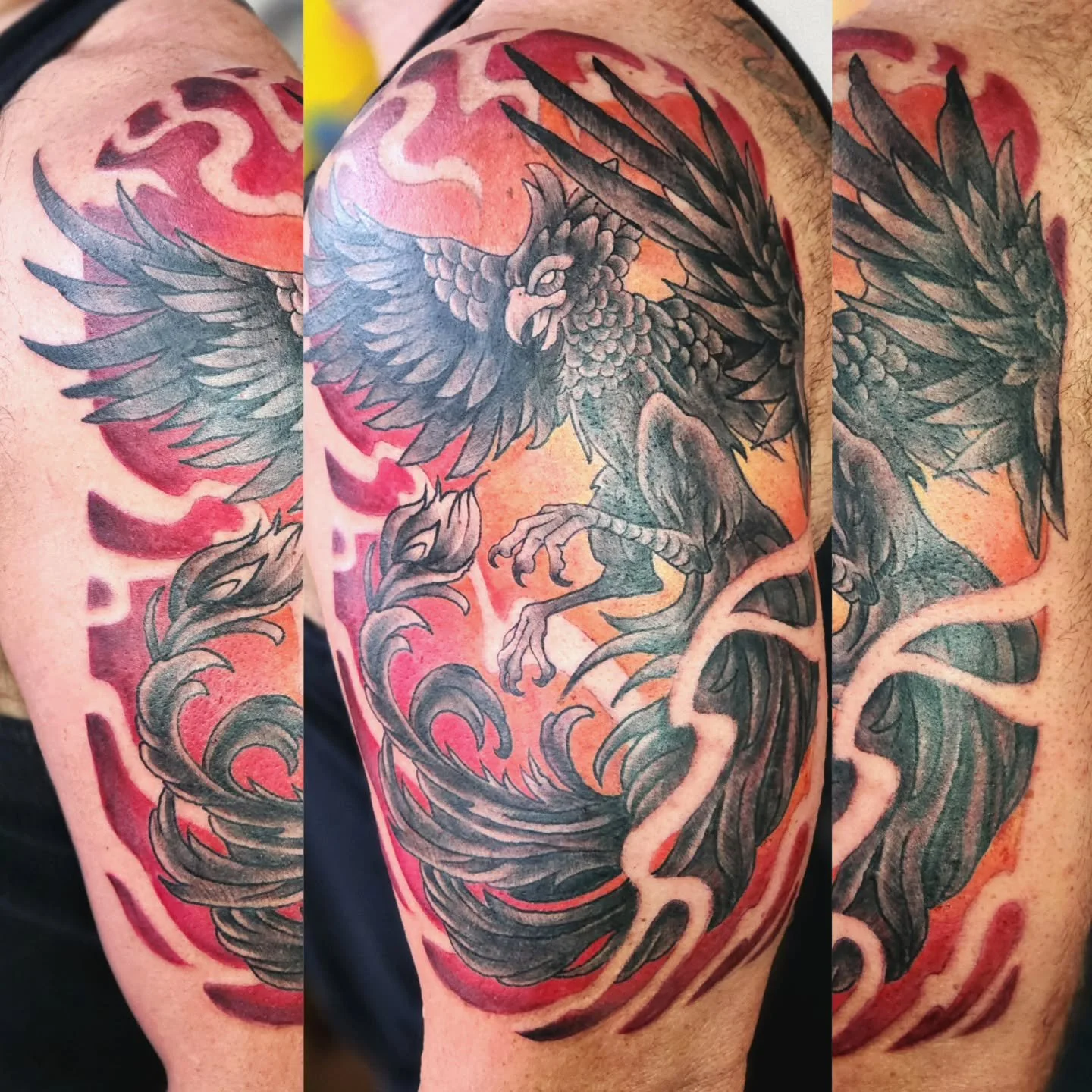 Super fun #phoenix piece from the other day. #indianatattooartist #colortattoo #phoenixtattoo