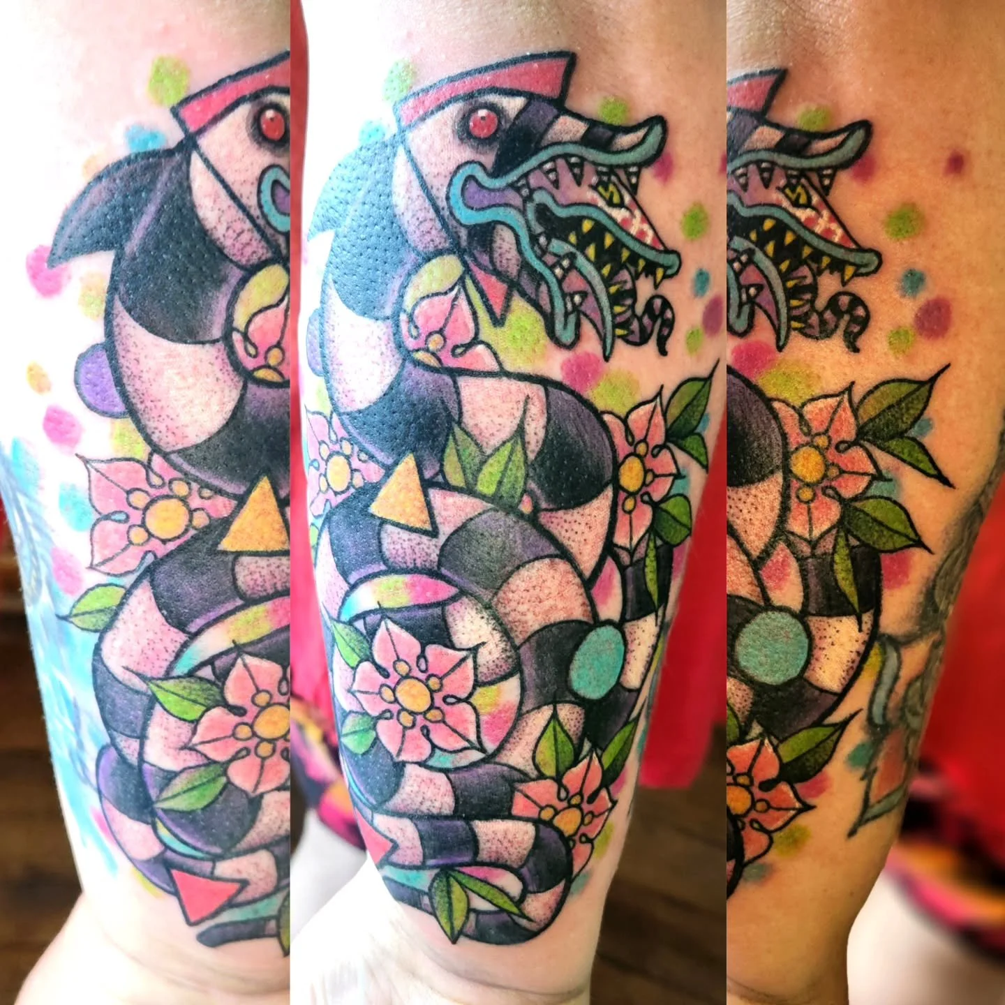 Super fun #sandworm from #beetlejuice . #indianatattooartist #90sTrash #beetlejuicetattoo #beetlegeuse #colortattoo