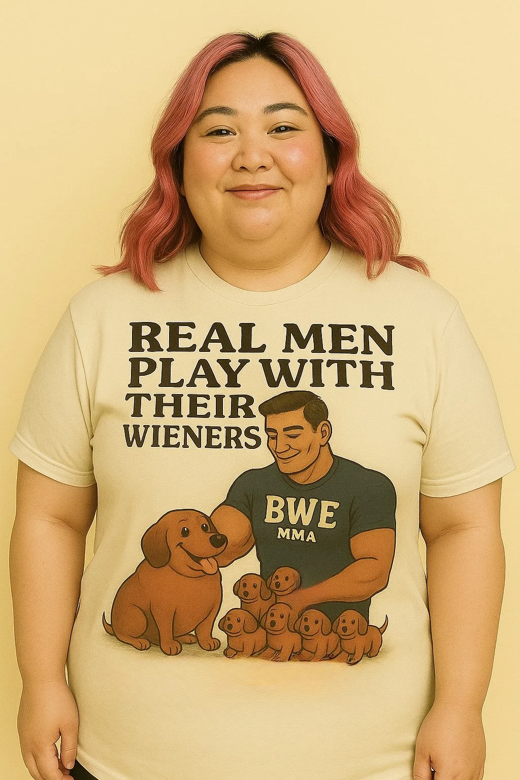 BWE ESSENTIALS Meet the timeless classics your wardrobe never knew it needed — crisp shirts, laid-back tanks, and a big dose of Big Wiener Energy. Nothing fancy, no fluff — just the kind of staple pieces that make people say, “Hey, nice wiener.”

Per