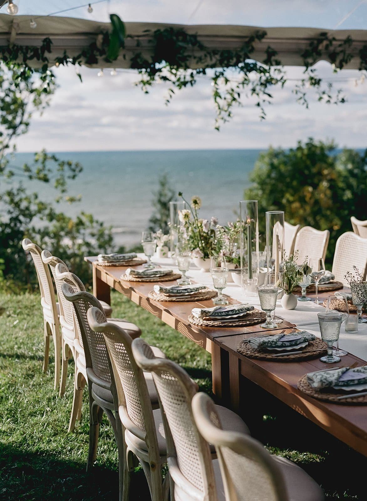 Lake Michigan Wedding Reception | Outdoor Tablescape Design