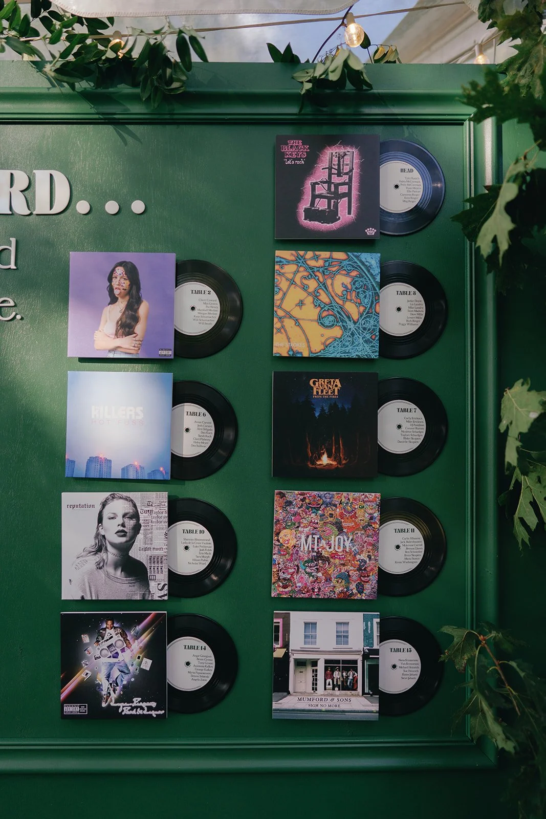 Record Album Seating Chart | Michigan Wedding Design