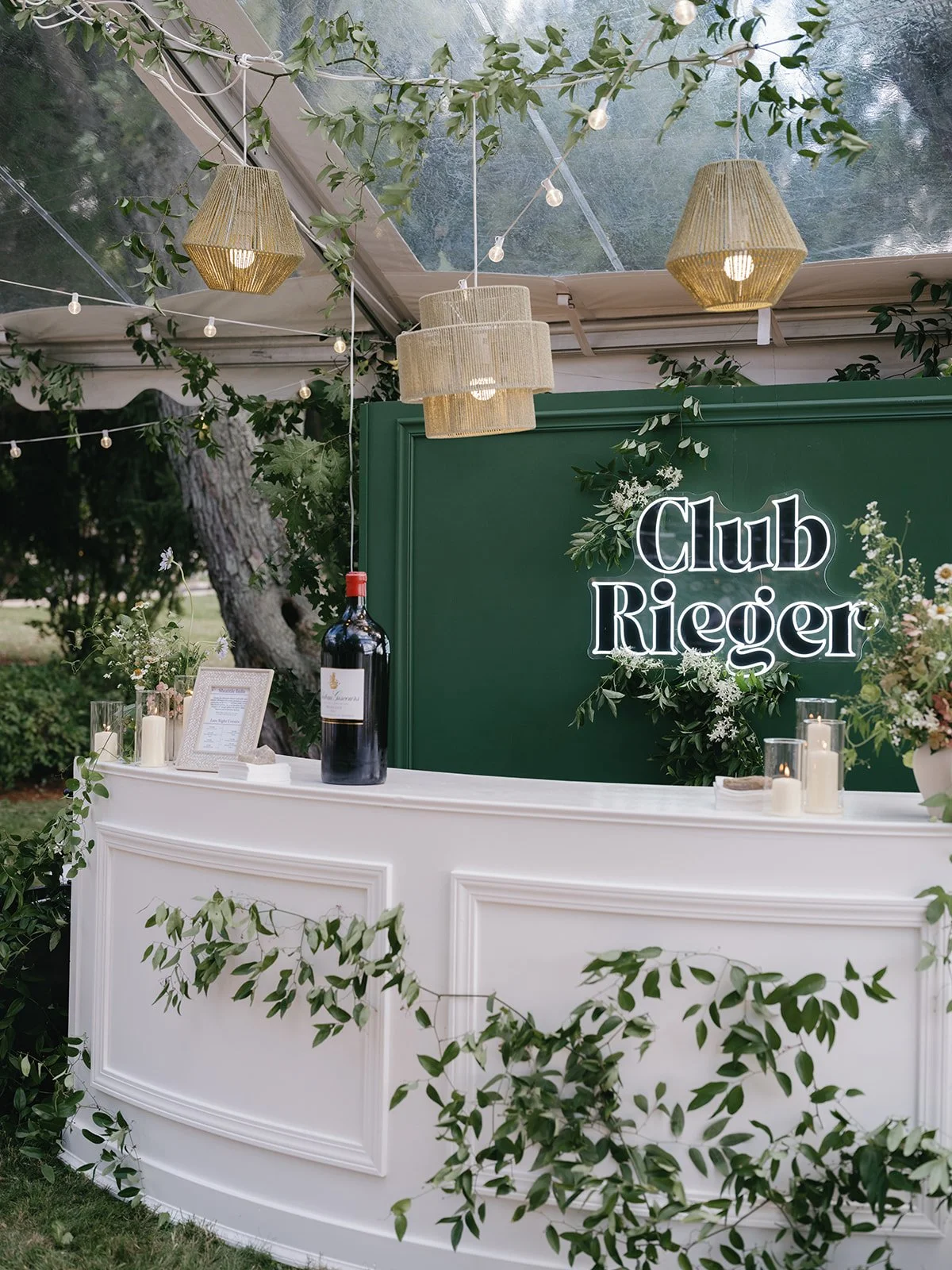 Custom Wedding Bar Backdrop with Neon Sign | Benton Harbor Michigan