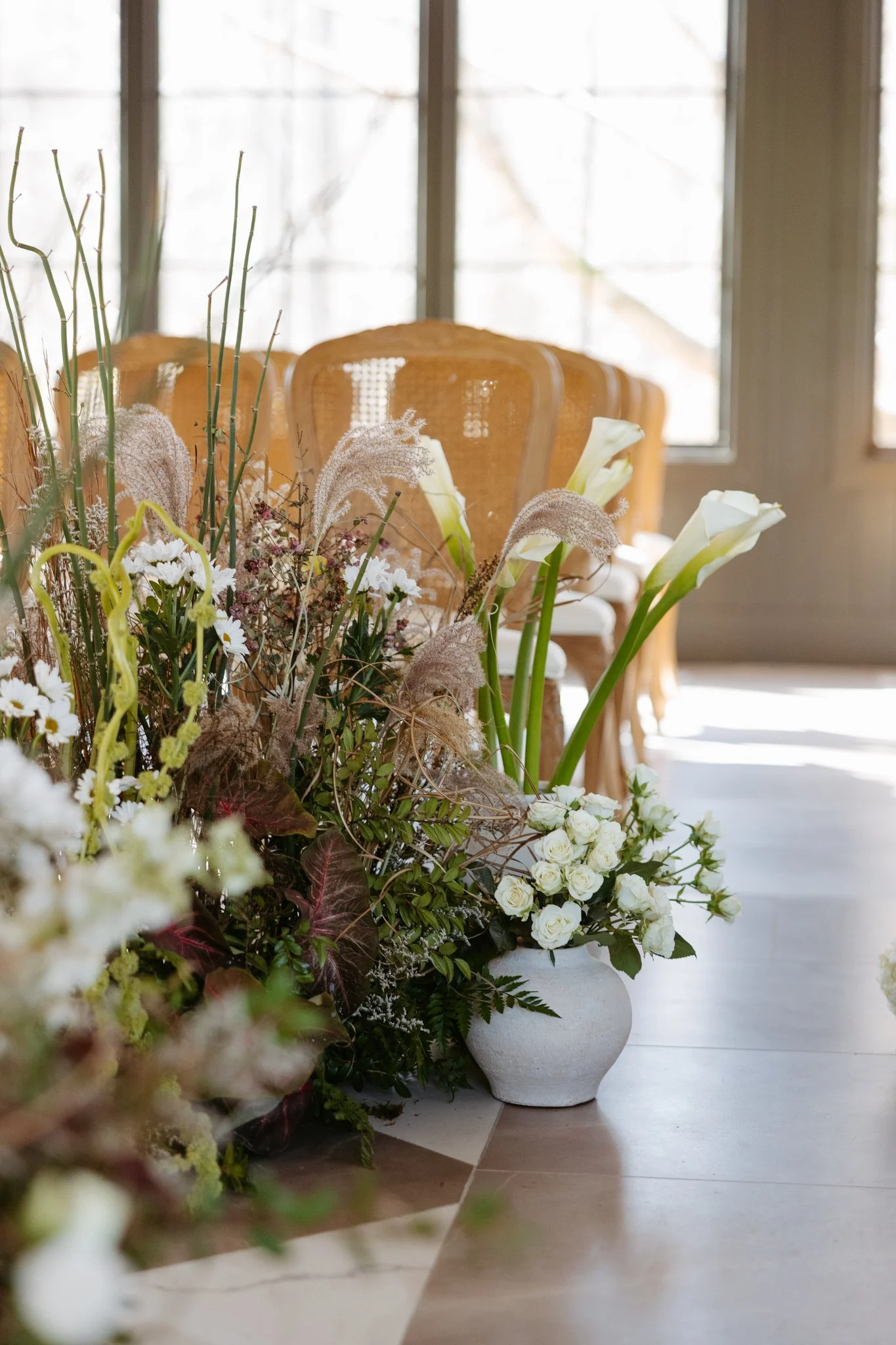 Organic Ceremony Floral Arrangement | Michigan Wedding Inspiration