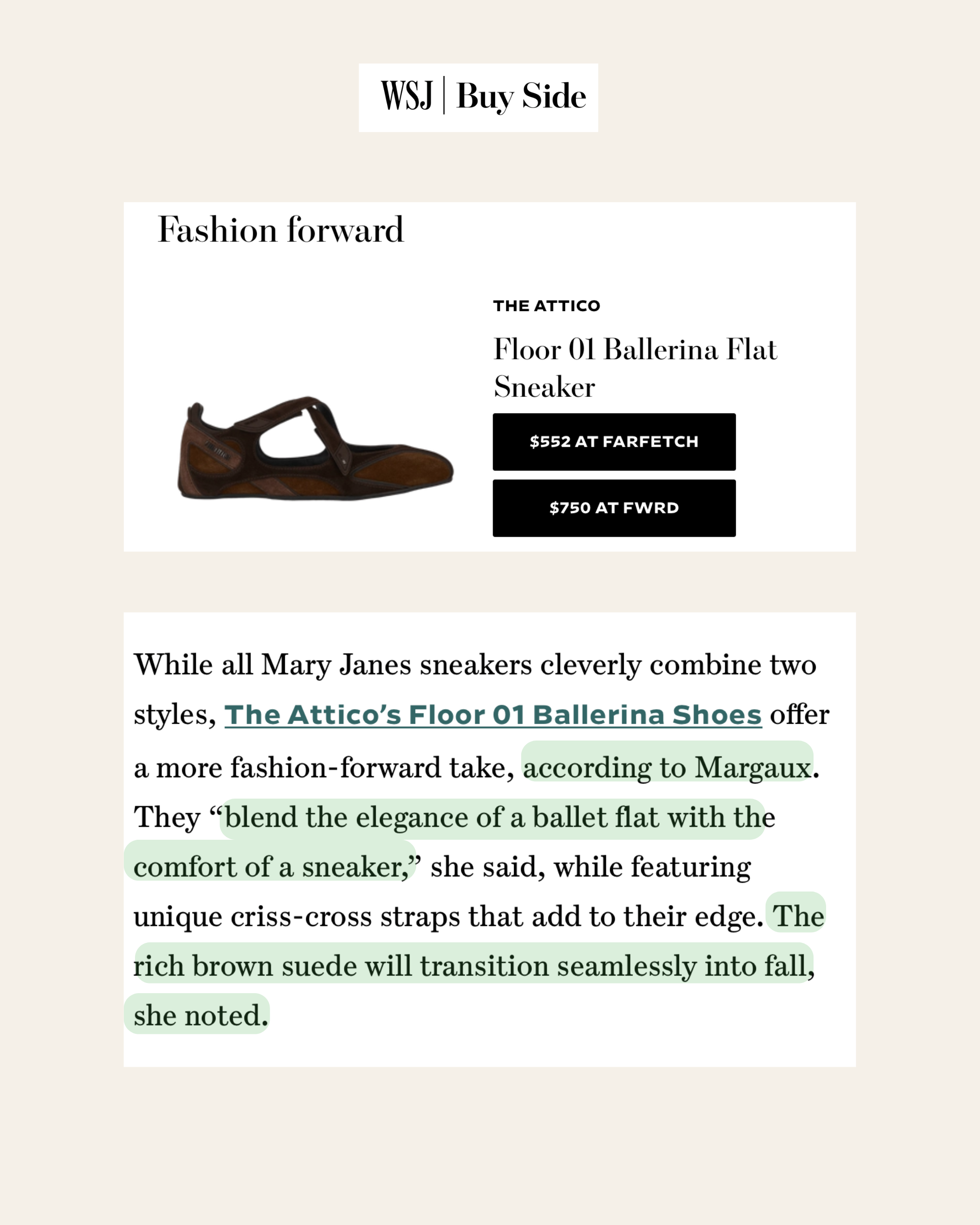 Sharing my take on the Mary Jane sneaker trend for WSJ Buy Side. 