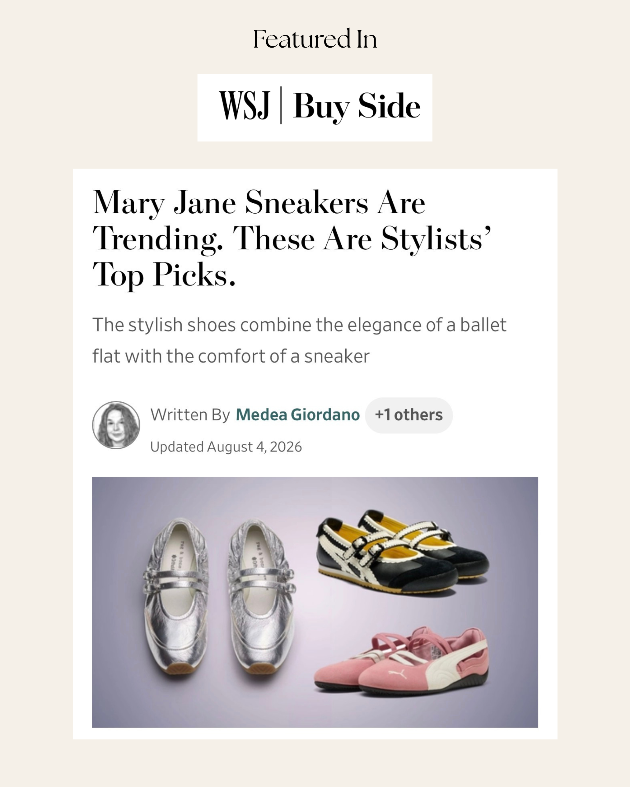 Sharing my take on the Mary Jane sneaker trend for WSJ Buy Side. 