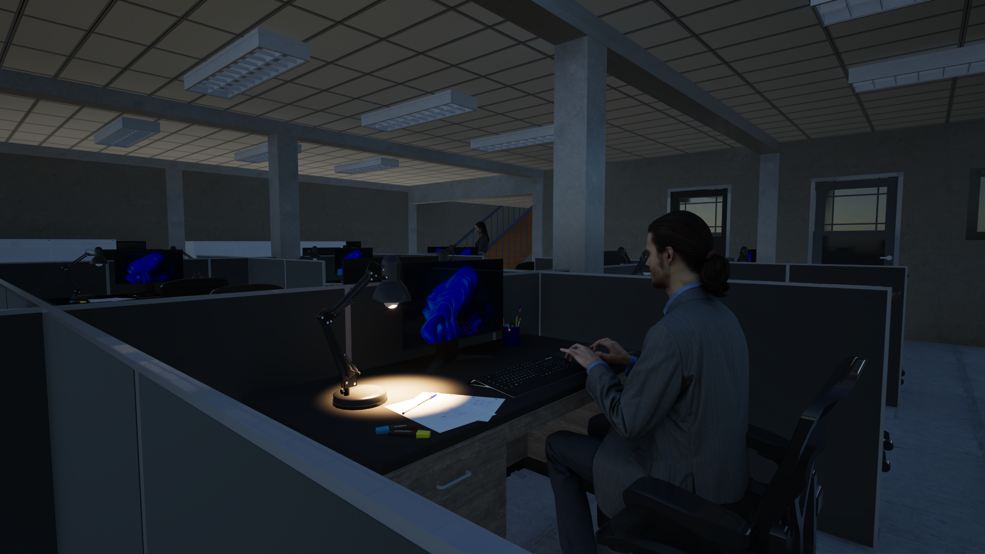 INT. OFFICE - NIGHT 
(Vectorworks & Twinmotion)
