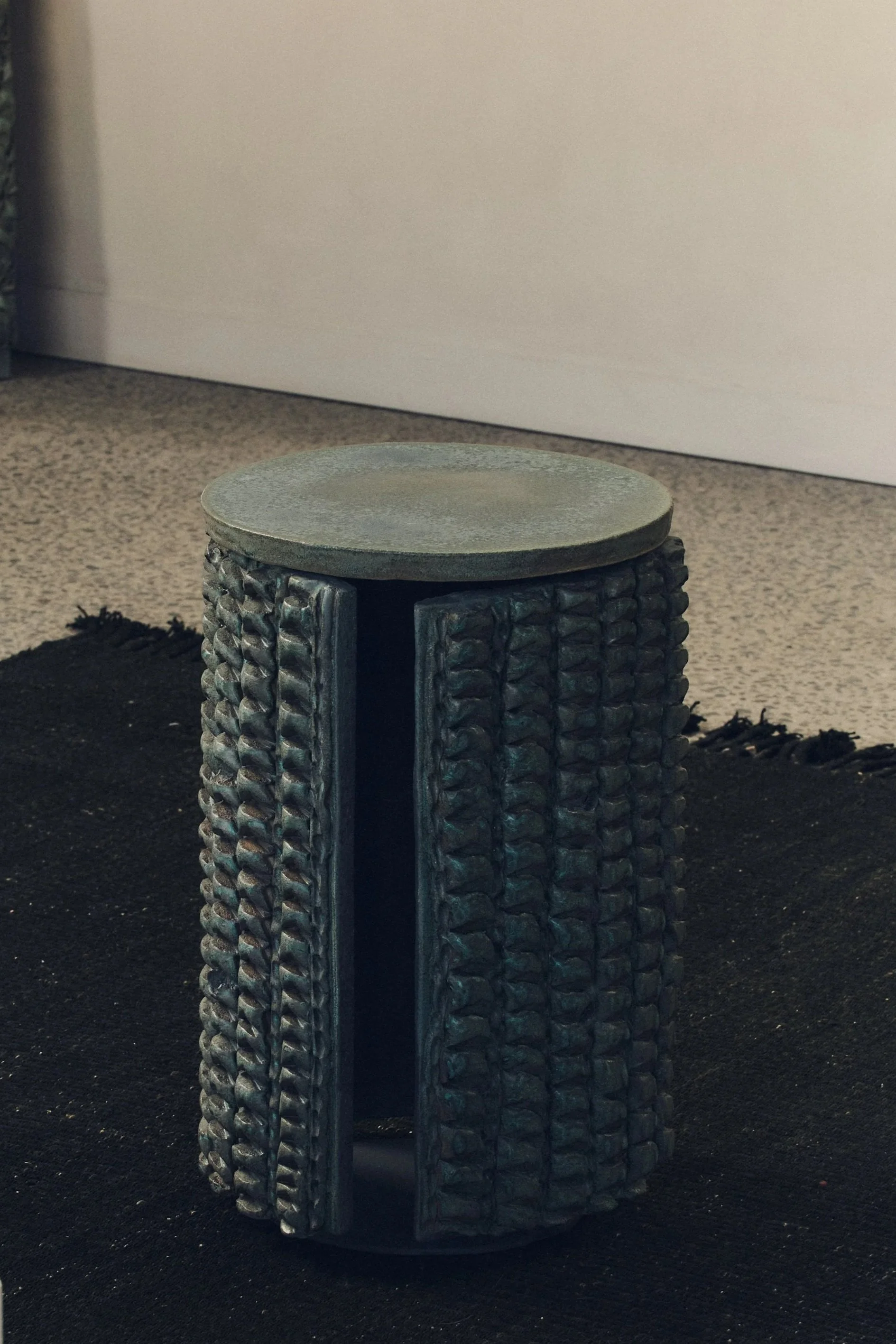 Copper green glaze side table,  2026, Sarah Nedovic