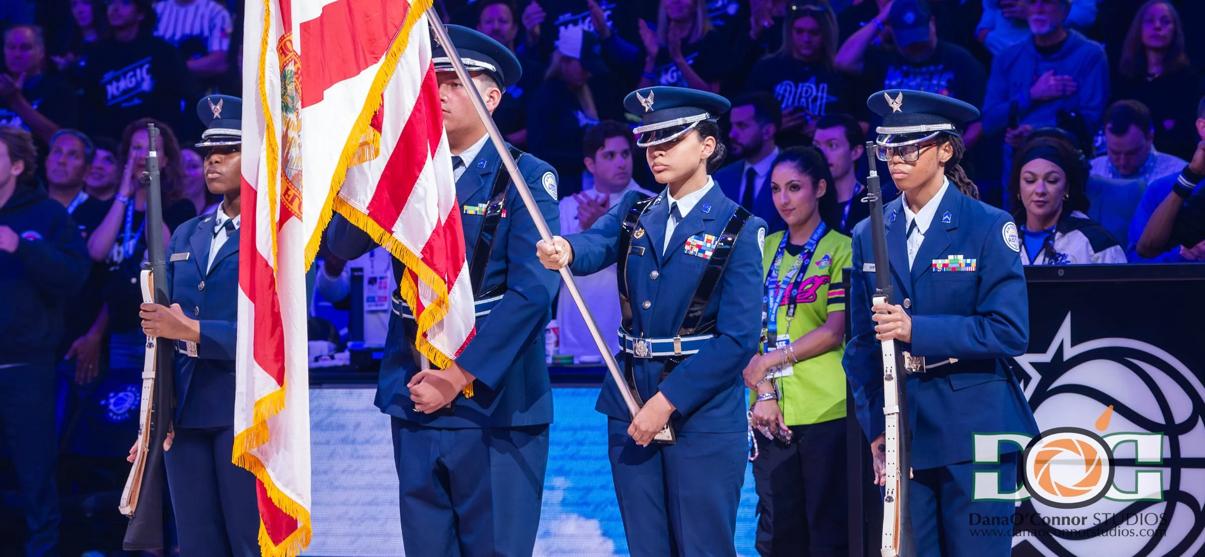 Wekiva High School JROTC Honor Guard performing at the Orlando Magics vs Detroit Pistons NBA Playoff Game 03.

Published in The Apopka Chief. © Main Street Daily News Gainesville, LLC. Used with permission.