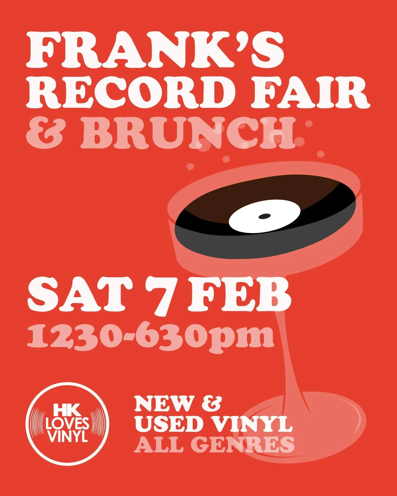 Record Fair at Franks⁠
⁠
Saturday 7th February ⁠
Record Fair: 12:30 - 6:30pm⁠
⁠
Hong Kong Loves Vinyl &amp; Franks have teamed up to give you a record fair in the heart of Central.⁠
⁠
With 10 sellers and over 10,000 records to look through from City 