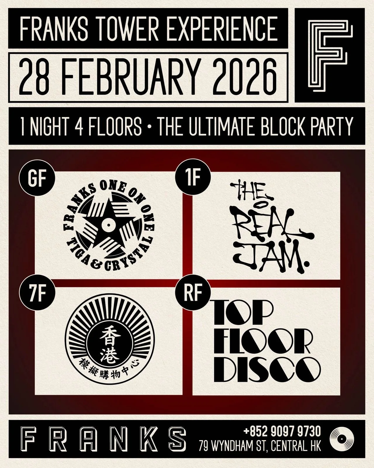 Franks Tower Experience 28/2/26⁠
⁠
4 events 4 floors 4 experiences ⁠
⁠
Franks are bringing 4 parties in one night split across 4 floors. Each one bringing its own unique flavour and experience to your Saturday night out. Stay tuned for more details c