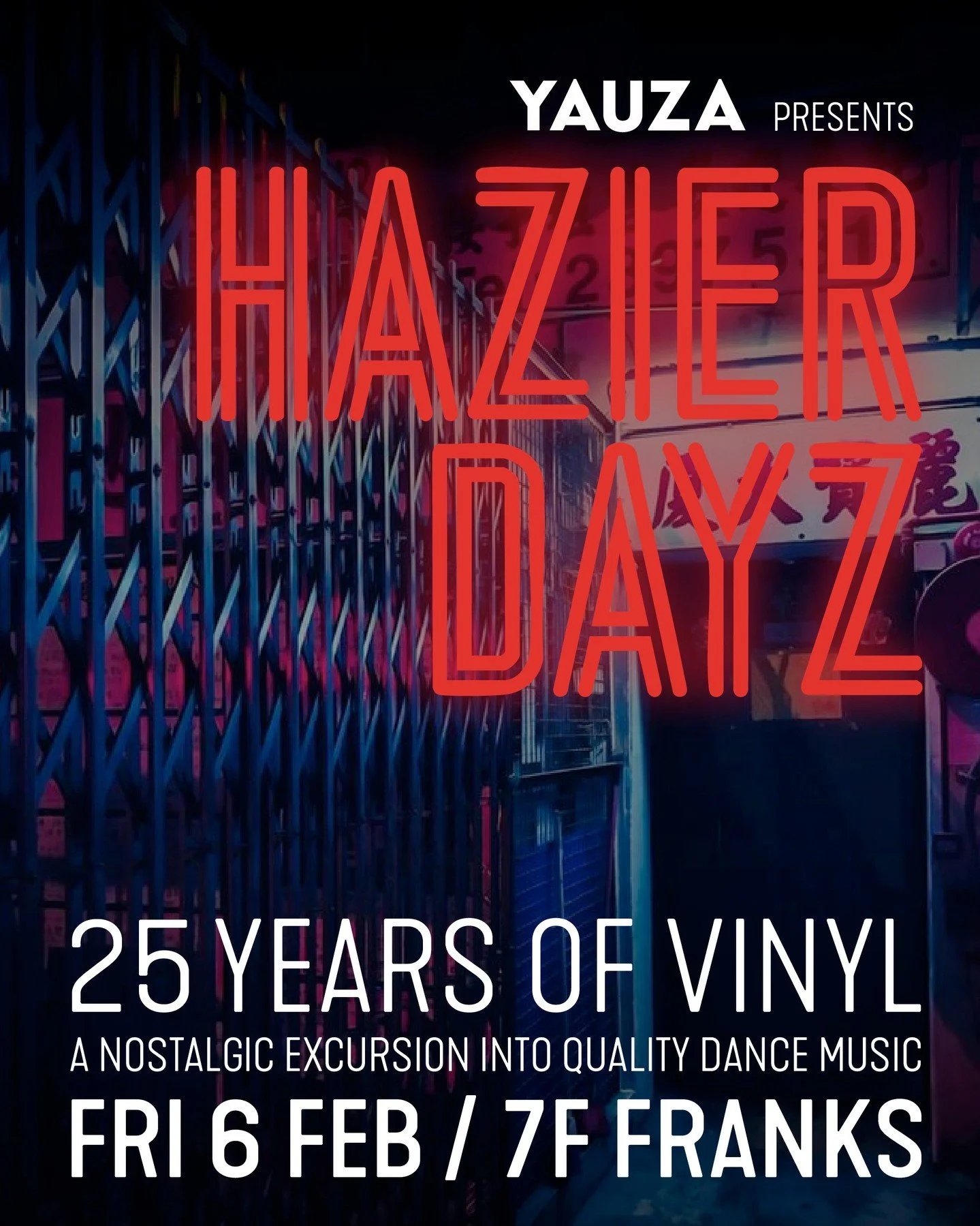 This weekend at Franks ⁠7/F⁠
⁠
Yauza presents Hazier Days⁠
Friday 6th⁠
⁠
@steyau_hk ⁠dusting off 25 years of Vinyl, a nostalgic excursion into quality dance music.⁠
⁠
House: Breaks : Edits : Scratches &amp; Warps⁠
⁠
Superfreak ⁠
Saturday 7th ⁠
⁠
When