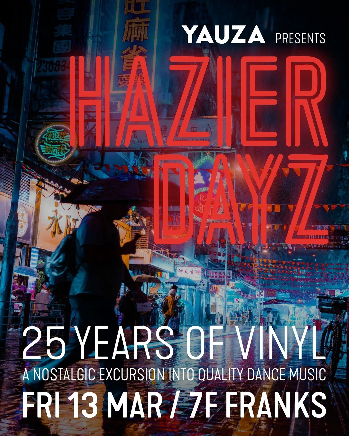 Yauza presents Hazier Days⁠
⁠
@steyau_hk ⁠dusting off 25 years of Vinyl, a nostalgic excursion into quality dance music.⁠
⁠
House: Breaks : Edits : Scratches &amp; Warps⁠
⁠
Date: 13th March ⁠
Time: 9-late⁠
No cover charge⁠