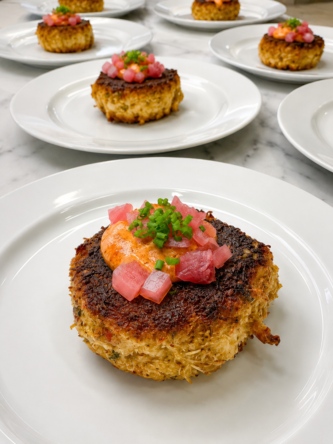 Recipe #4: Oregon Dungeness Crab Cakes with Pickled Watermelon Radish &amp; Ghost Scream Aioli