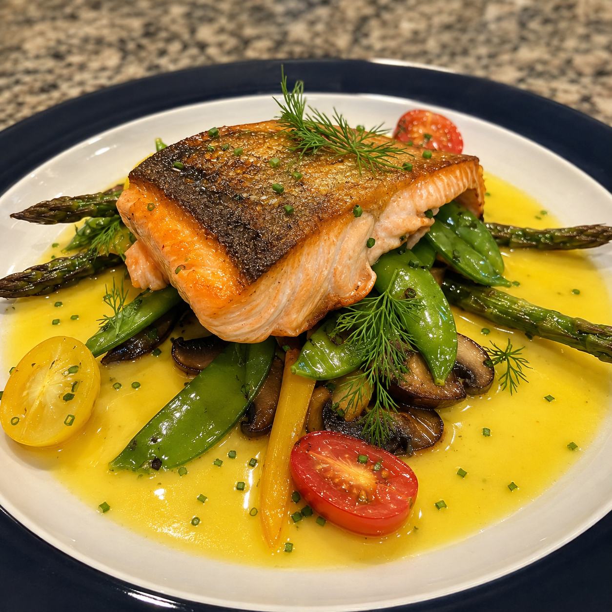 Pan-Roasted Fall Chinook with Saffron Beurre Blanc