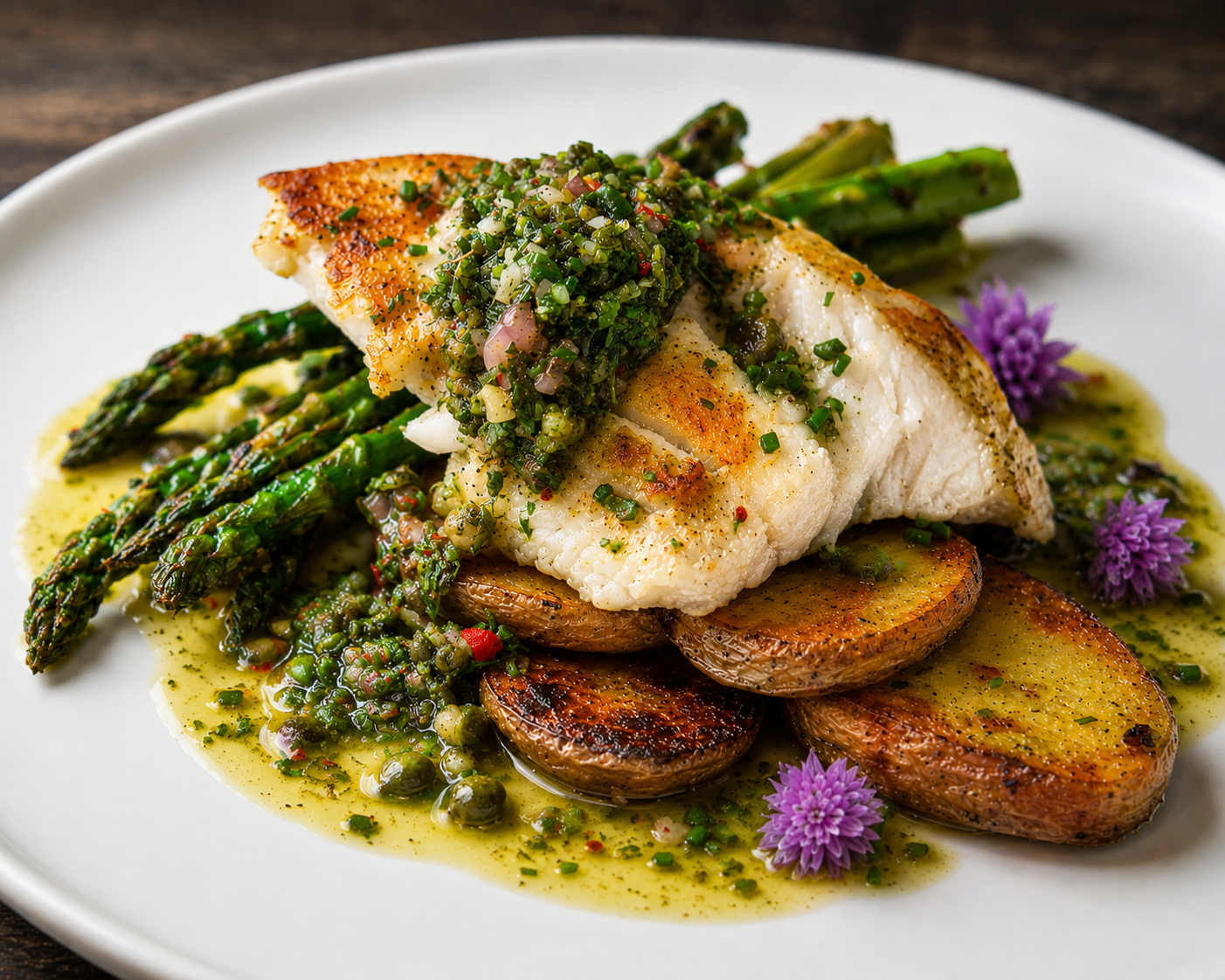 Pan-Roasted Oregon Lingcod with Lemon Herb Vinaigrette