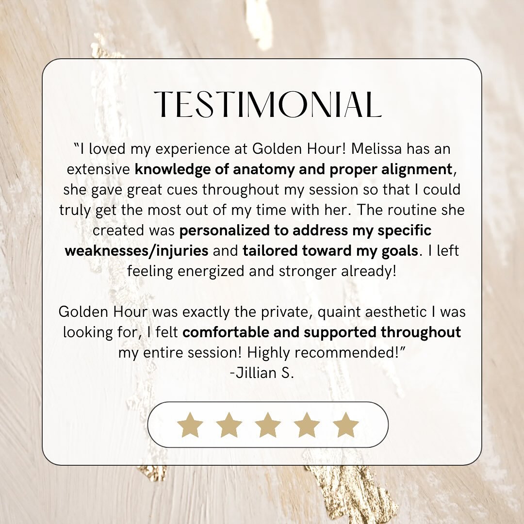 Thank you so much for your kind words 💛 

It truly means a lot to hear that you felt supported, comfortable, and energized after your session. 

Creating personalized, thoughtful movement that aligns with your goals and helps you feel stronger is al