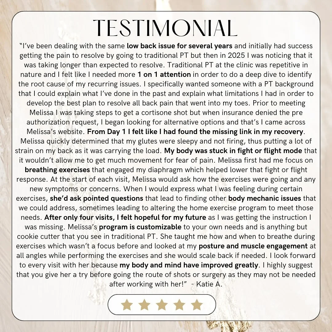 If you&rsquo;ve been dealing with the same pain on repeat &mdash; trying all the &ldquo;right&rdquo; things but still not feeling like yourself &mdash; you&rsquo;re not alone. 💛

One of our clients came to us after years of low back pain, facing the
