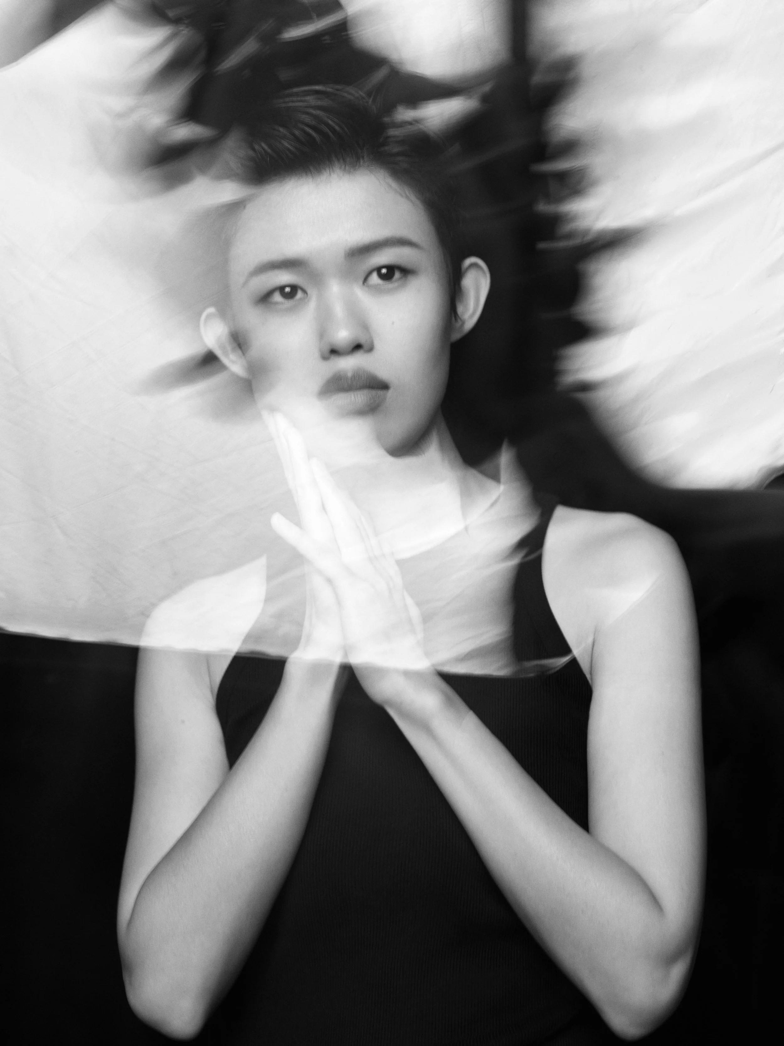 Black and white photo of Adria Ye