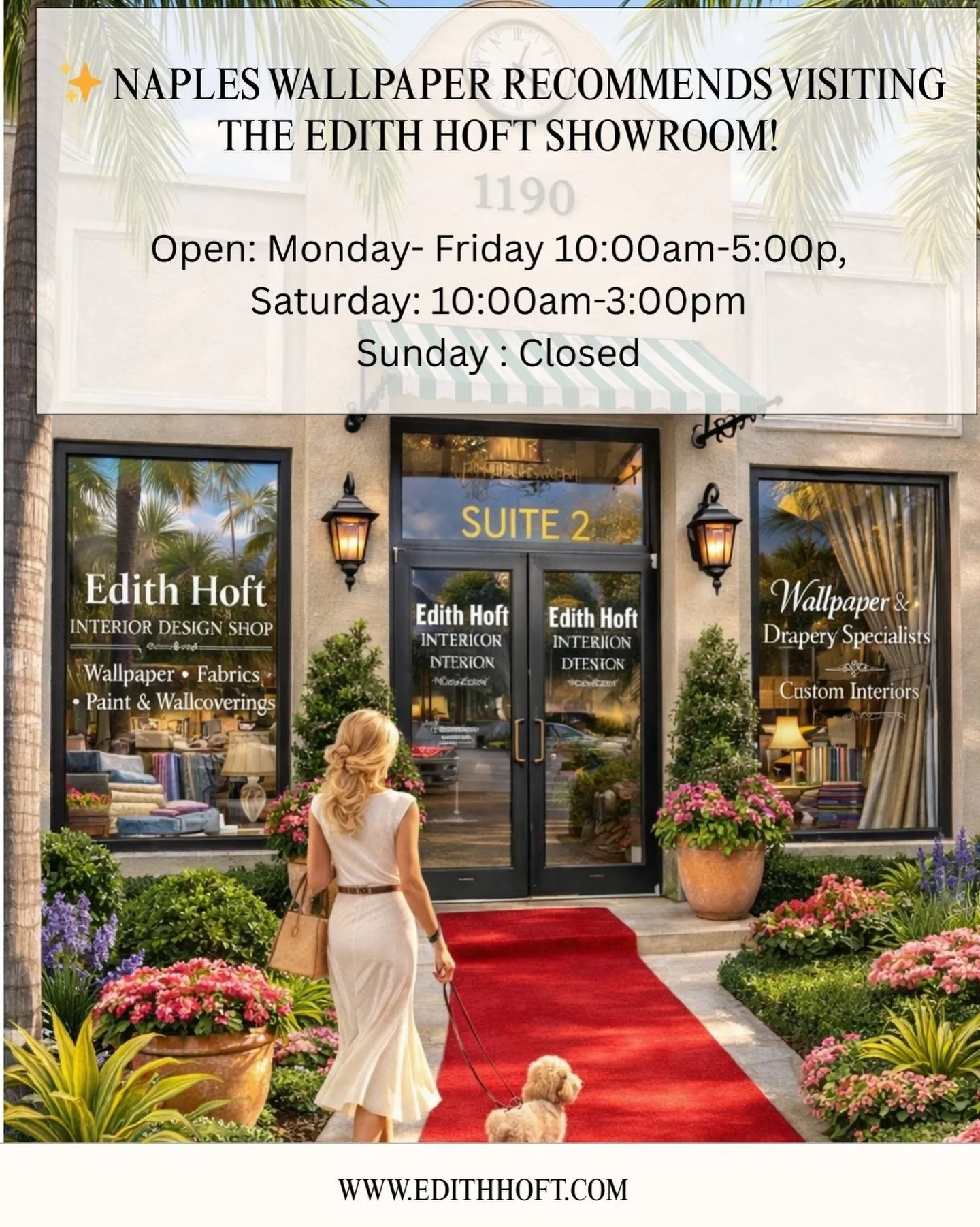 ✨ Naples Wallpaper Recommends a New Destination for Home Inspiration ✨

Looking to transform your home with beautiful finishes and stunning wallpaper? Naples Wallpaper proudly recommends visiting the Edith Hoft Showroom &mdash; a new destination for 