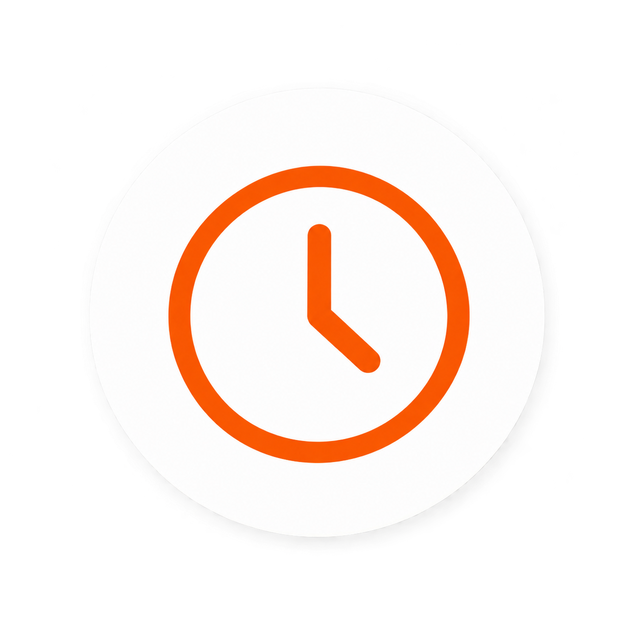 Clock icon representing TaskAlign support response time and same-day computer help availability.