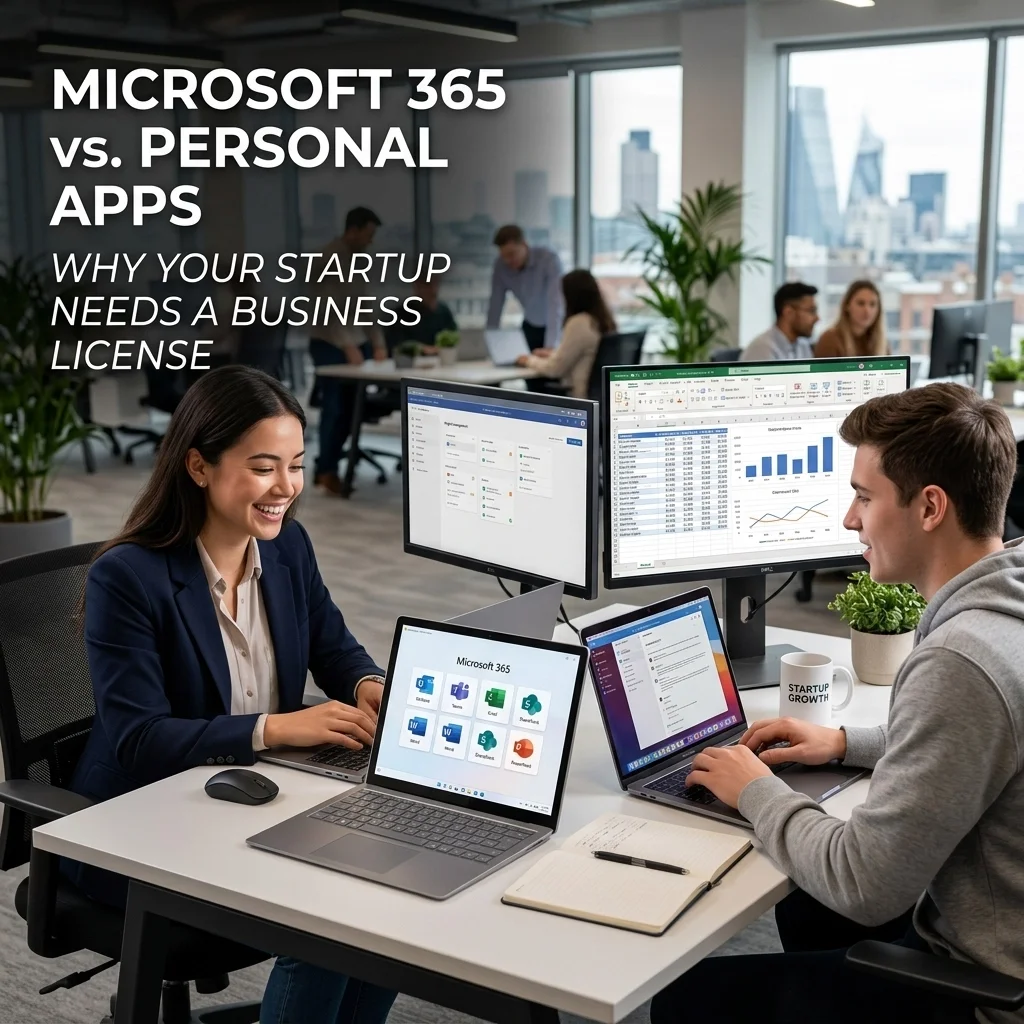 Comparing personal apps vs professional Microsoft 365 setup help for startups in Modesto.