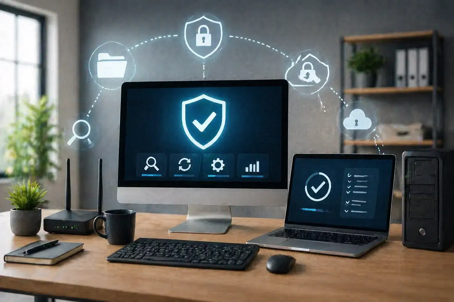 TaskAlign graphic showing proactive IT maintenance for small businesses.