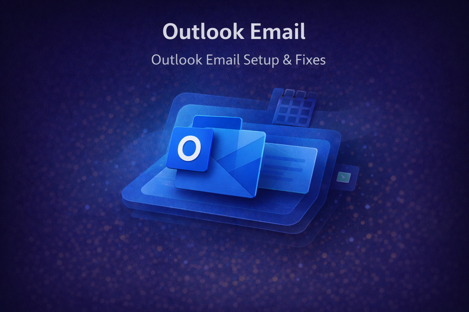 Outlook email support illustration showing email setup, synchronization, and mailbox management for Microsoft 365