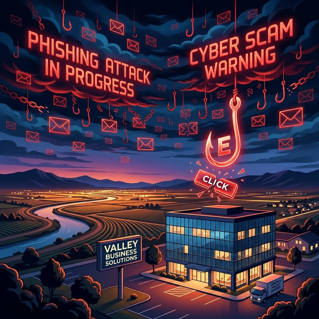A visual representation of secure business email and cybersecurity protection for small businesses in Modesto and Stockton.