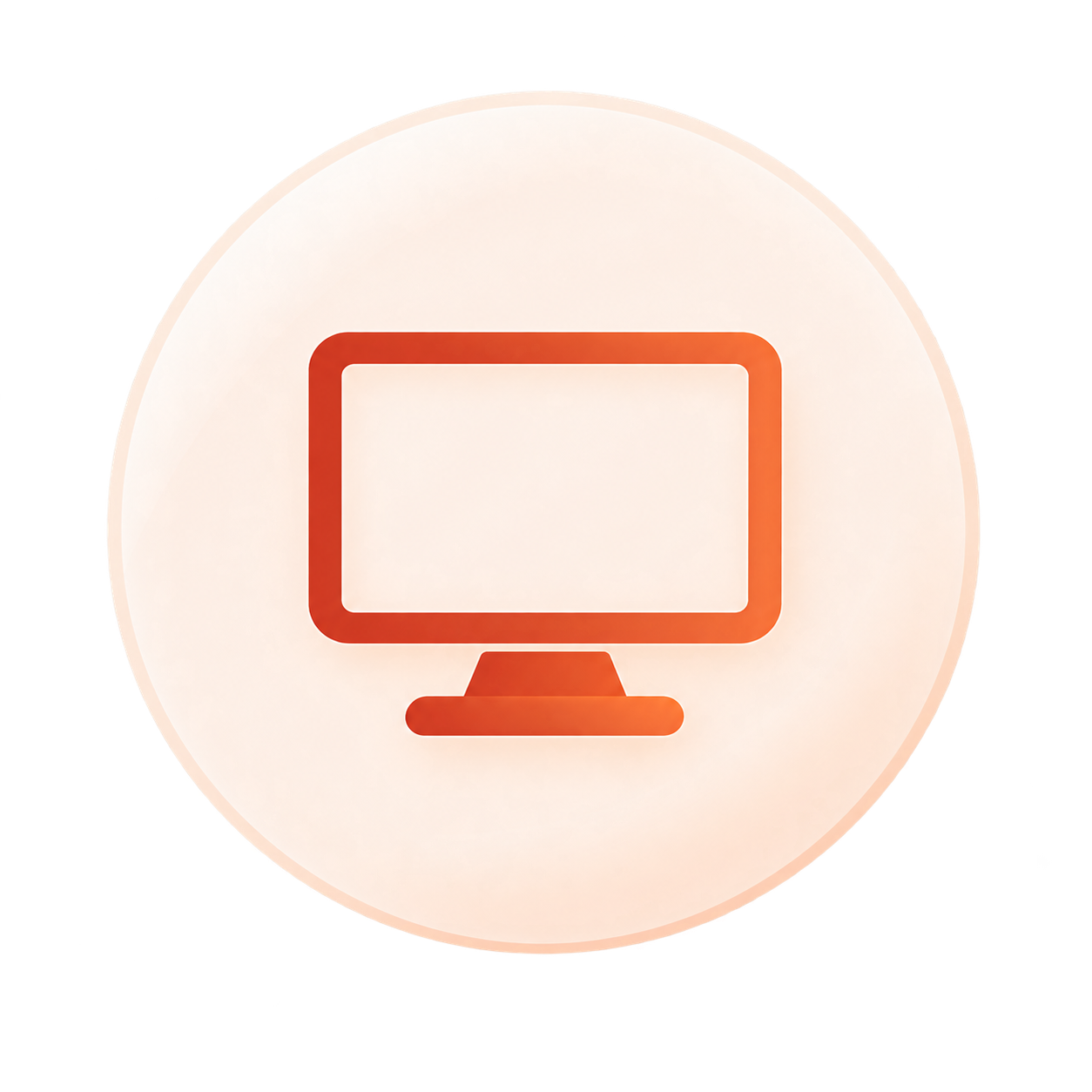 Computer monitor icon representing new computer setup, Windows PC installation, and file transfer help.