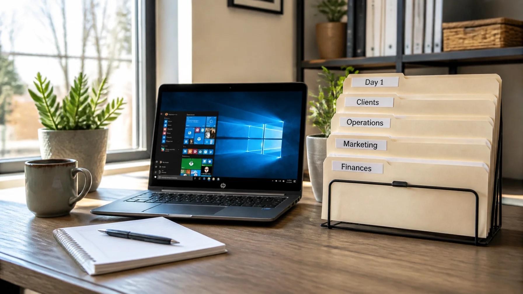 A clean and organized digital workspace in Turlock demonstrating the Day 1 folder strategy for business growth.