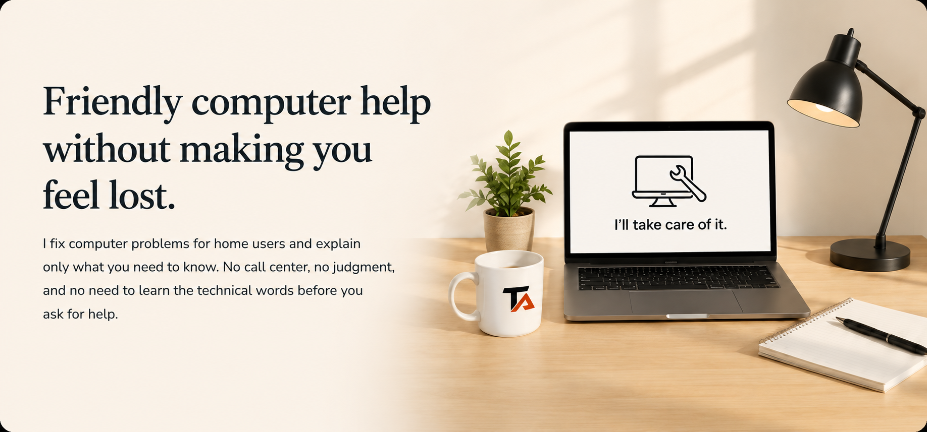 Home computer help from TaskAlign for Windows, email, files, popups, and new computer setup