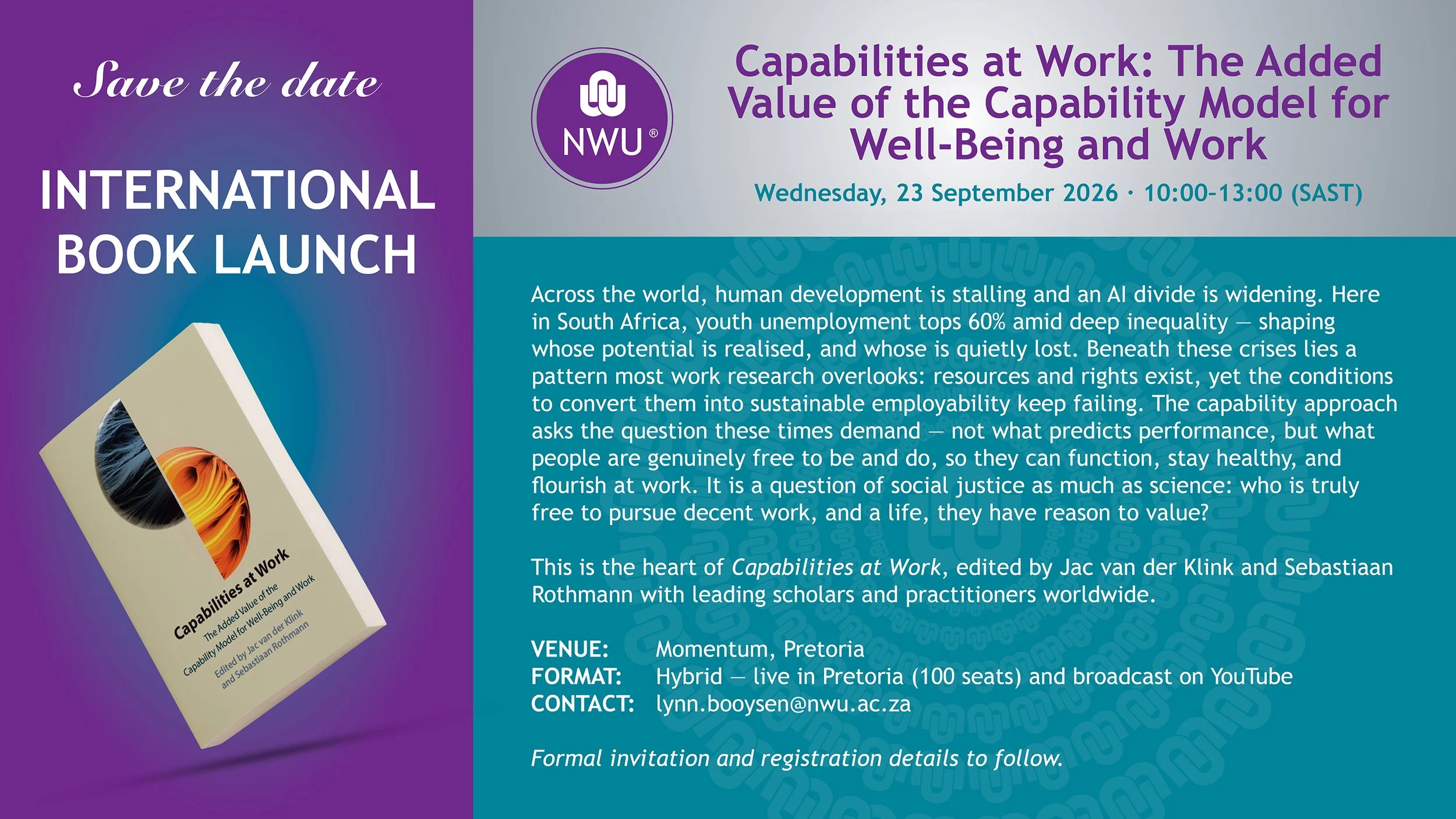 NWU to host international launch of Capabilities at Work