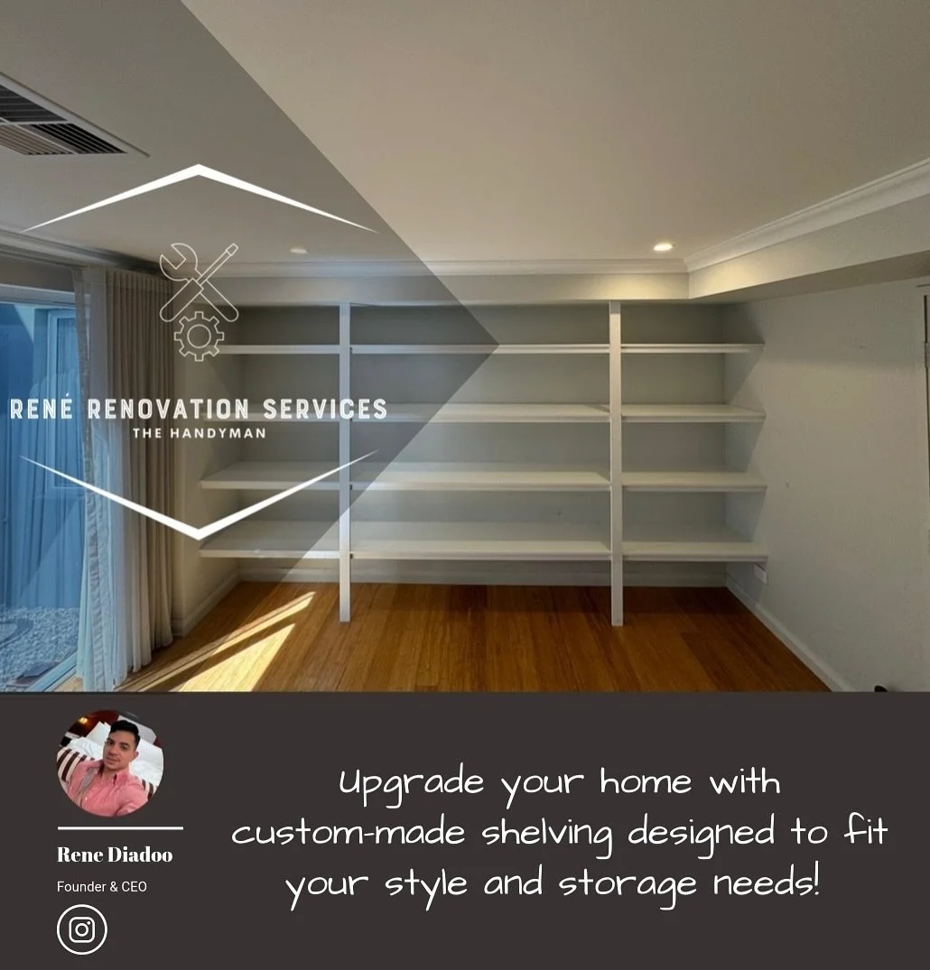 ✨ Transform Your Space with Custom Shelving! ✨

Tired of clutter? Upgrade your home with custom-made shelving designed to fit your style and storage needs! Whether it&rsquo;s a stylish wardrobe, a functional pantry, or smart storage solutions, we cra