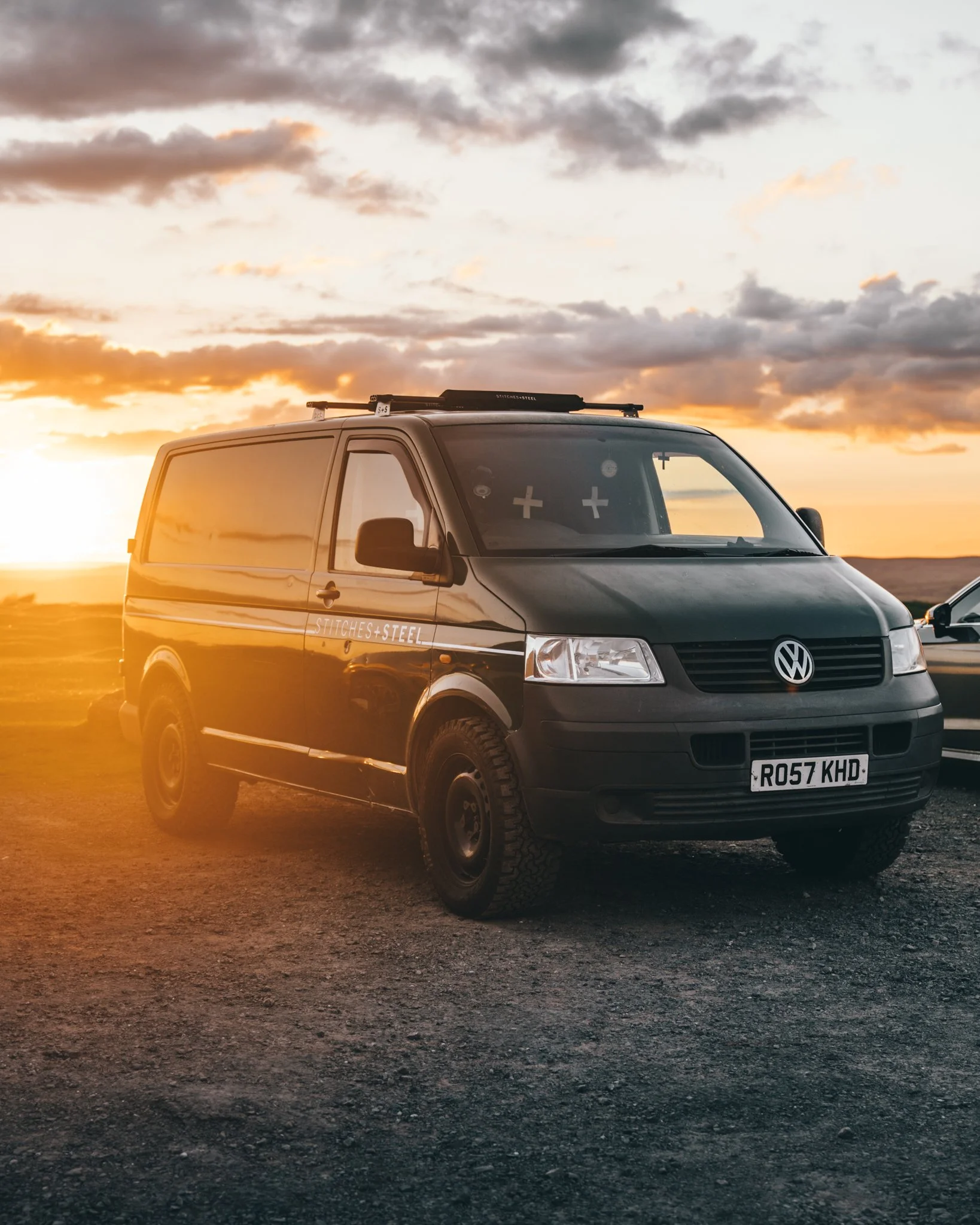 Sun sets behind one of our custom campers, we drove deep into the countryside, just on the border between Wales and England. Pointed our camera's west and enjoyed a beautiful sunset.