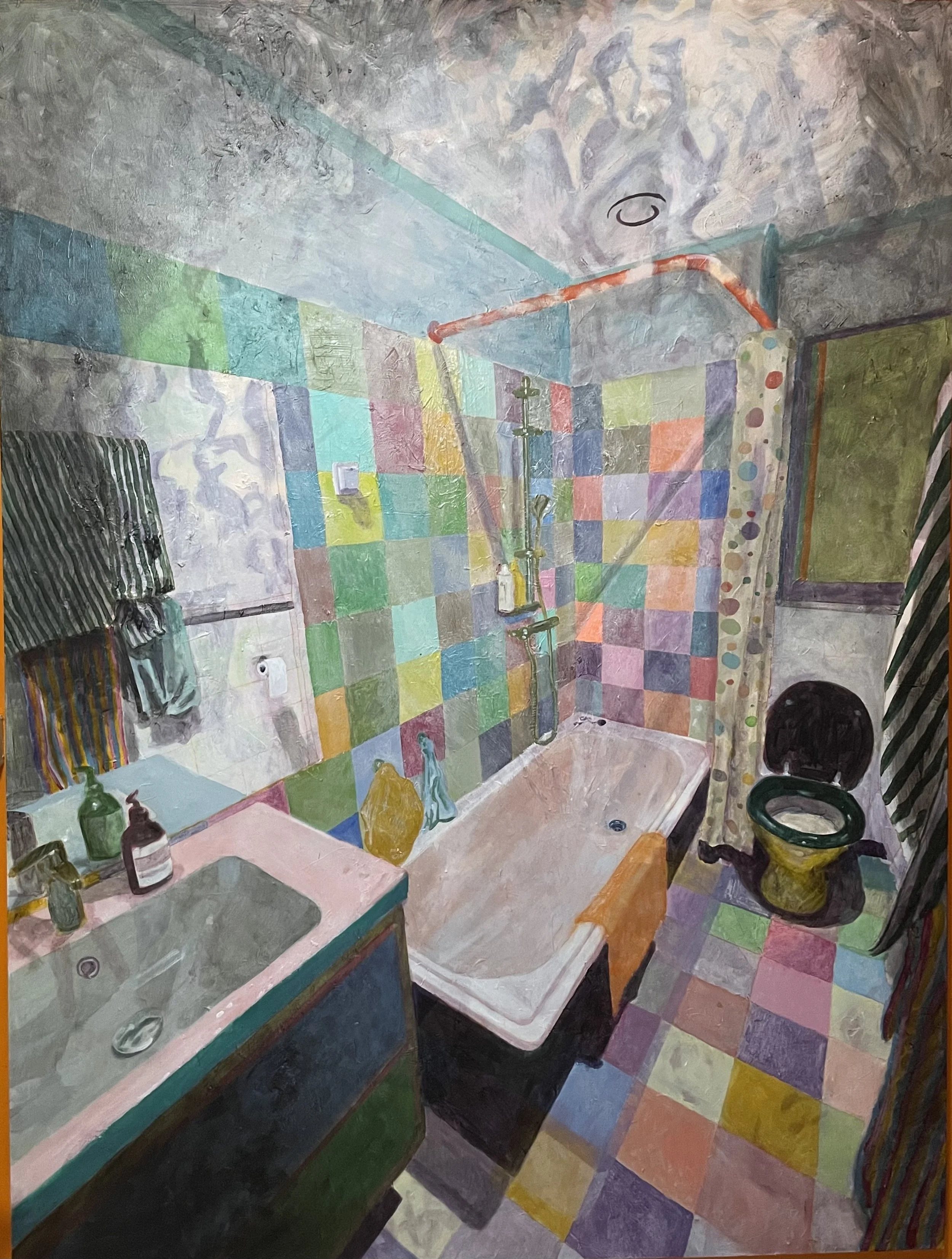 Painting of my bathroom. Acrylic on canvas, by Jon Håtun (Jono El Grande)