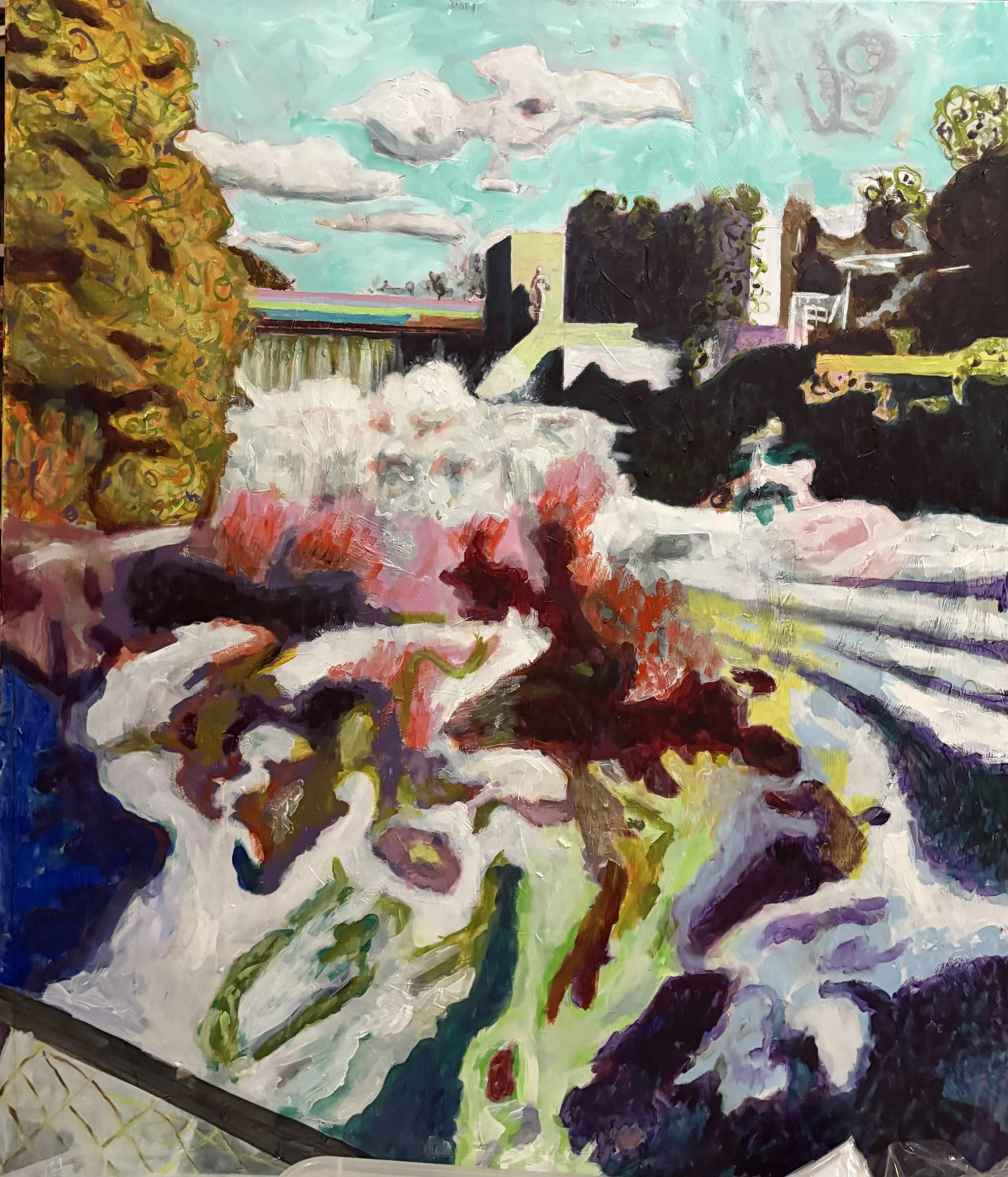 Painting of the waterfall in Moss. Acrylic on canvas, by Jon Håtun (Jono El Grande)