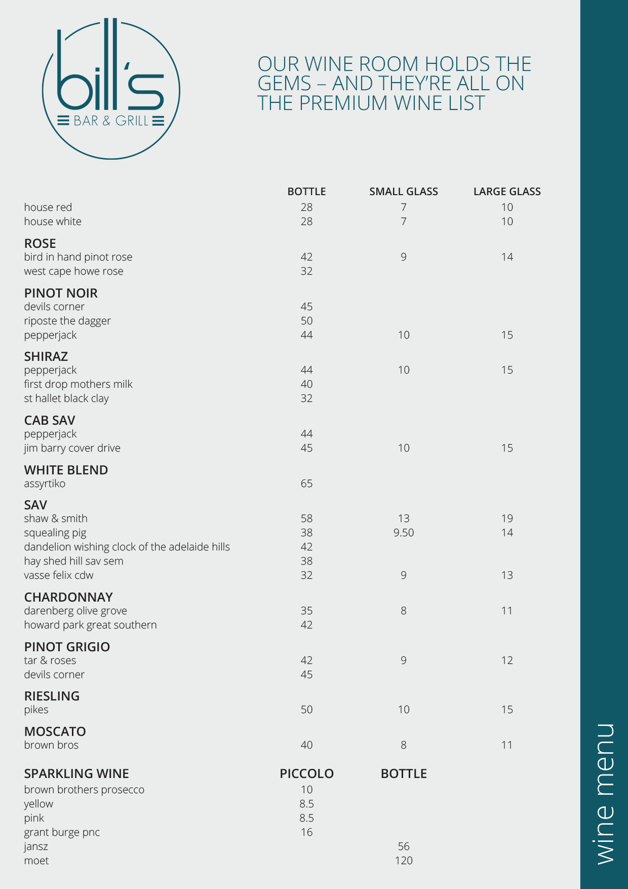 Bills Menu.pdf menu — Bill's Bar & Grill