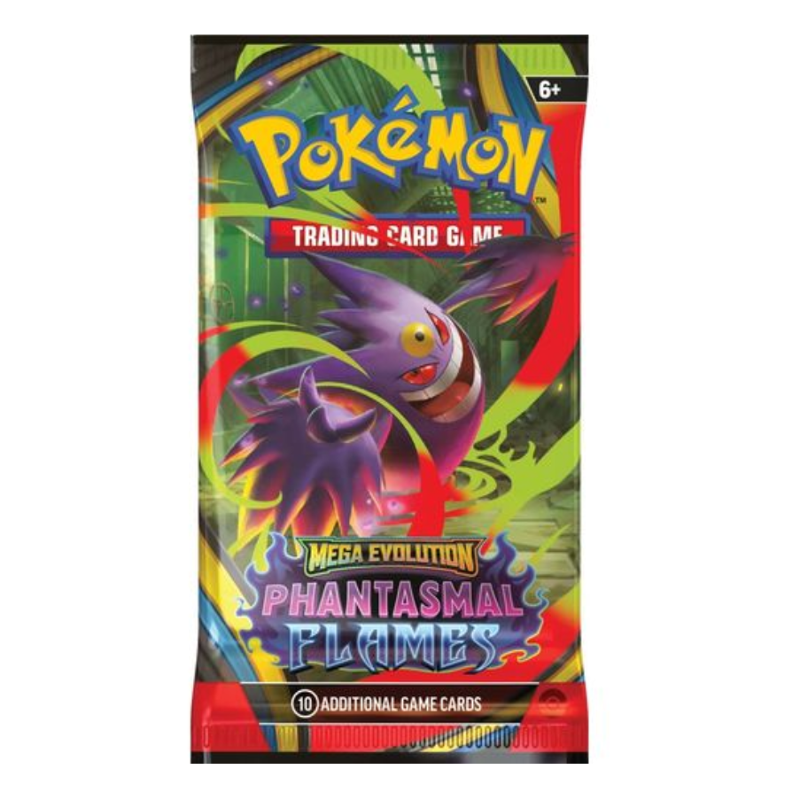 Single Pokémon TCG Phantasmal Flames booster pack featuring set artwork.