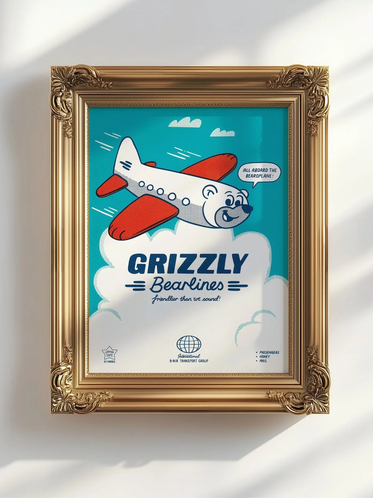 Bearoplane A3 3-colour screen printed poster by Hobbie