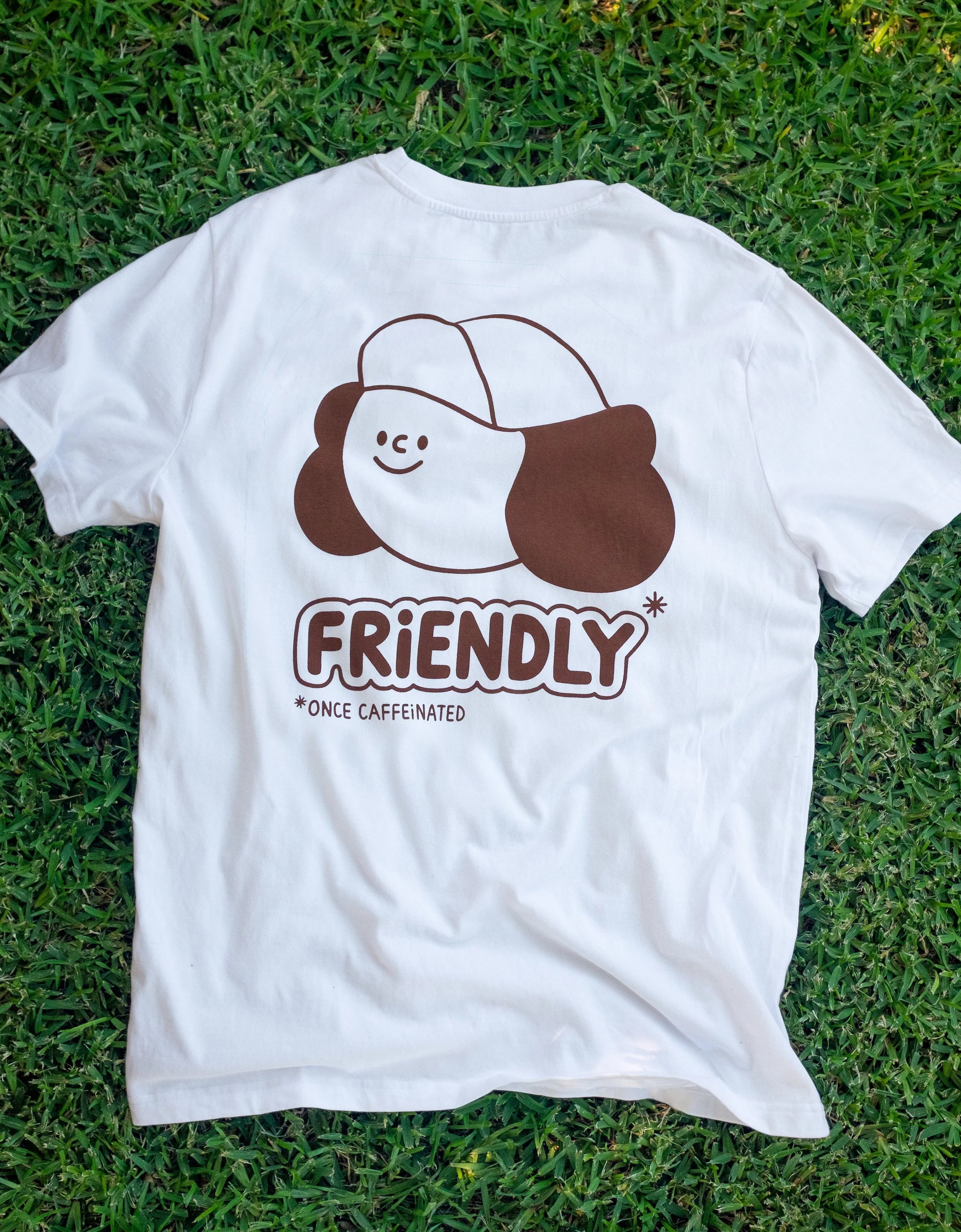 Friendly Once Caffeinated T-shirt White & Brown