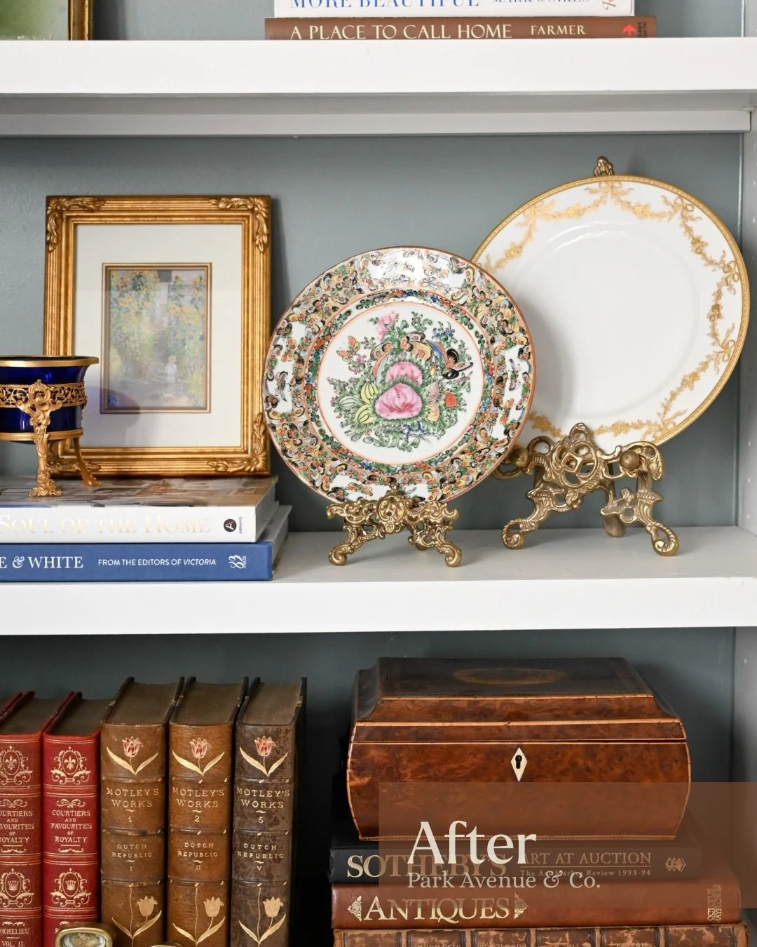 Bookshelf styling inspiration &mdash; swipe to see where these shelves started.

A few changes made. What do you think? 🤔 

Shop similar pieces at parkavenueco.com ✨