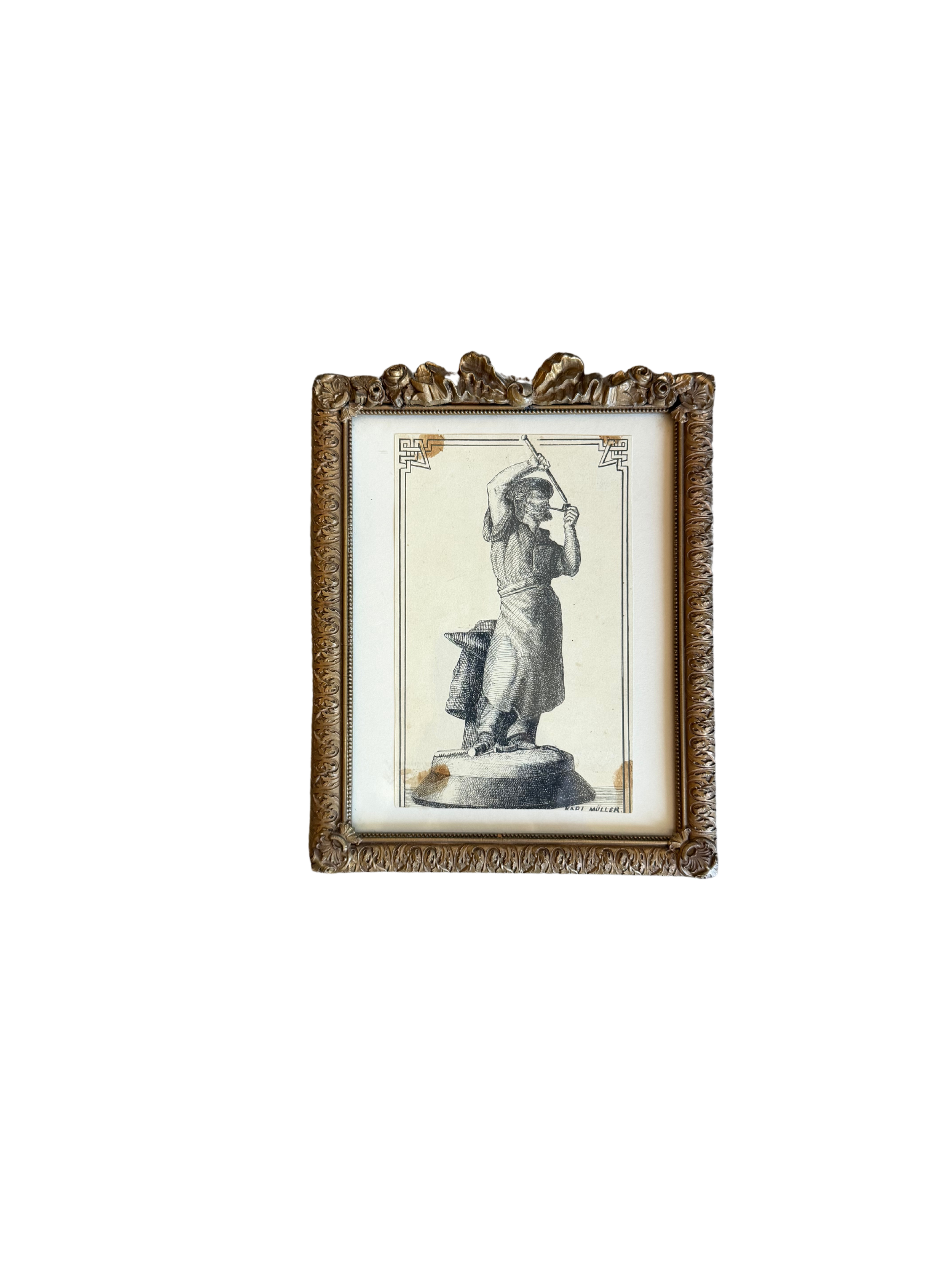 Karl Muller Engraving - Figure Study