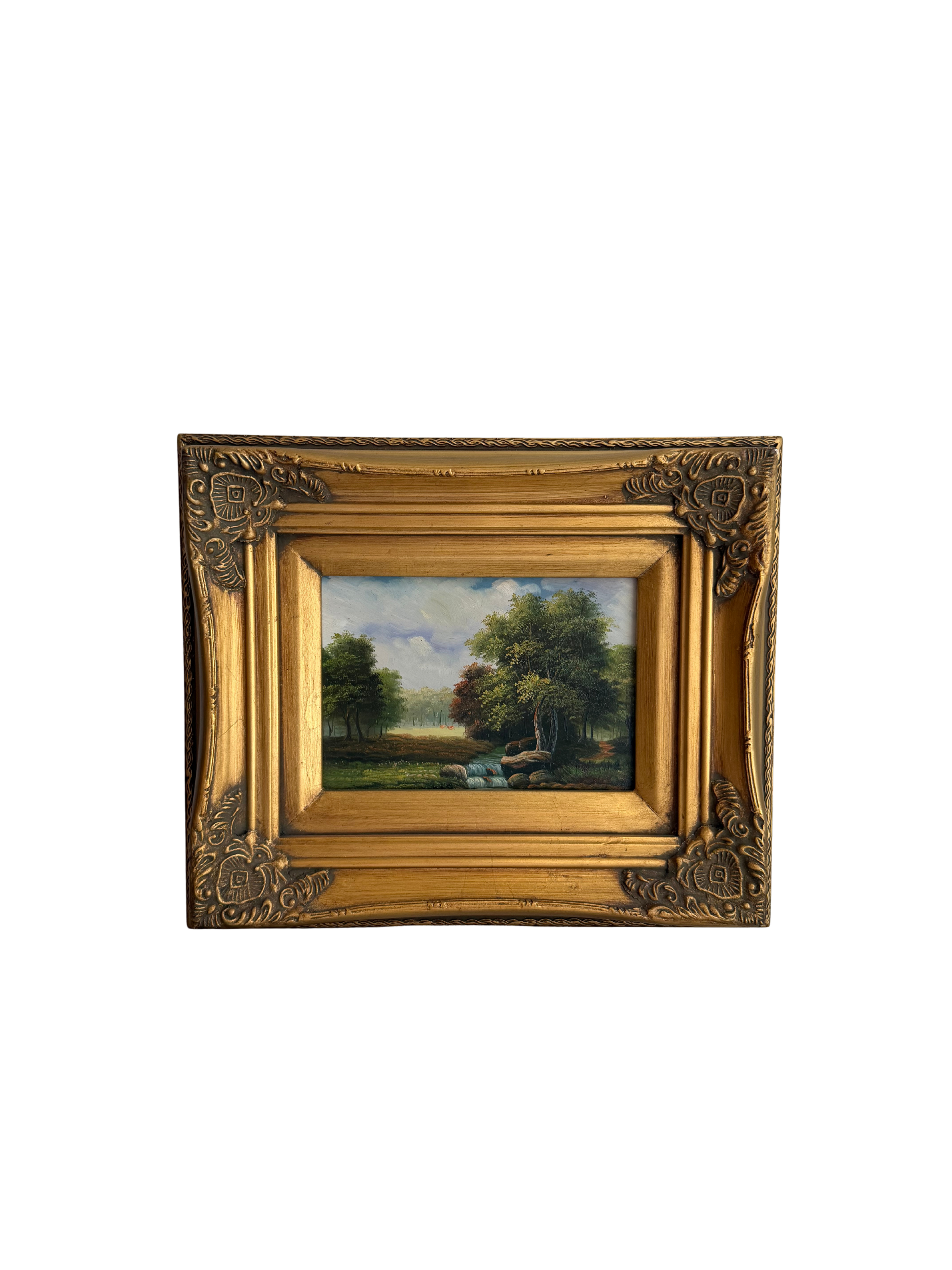 Small Pastoral Forest Landscape Painting