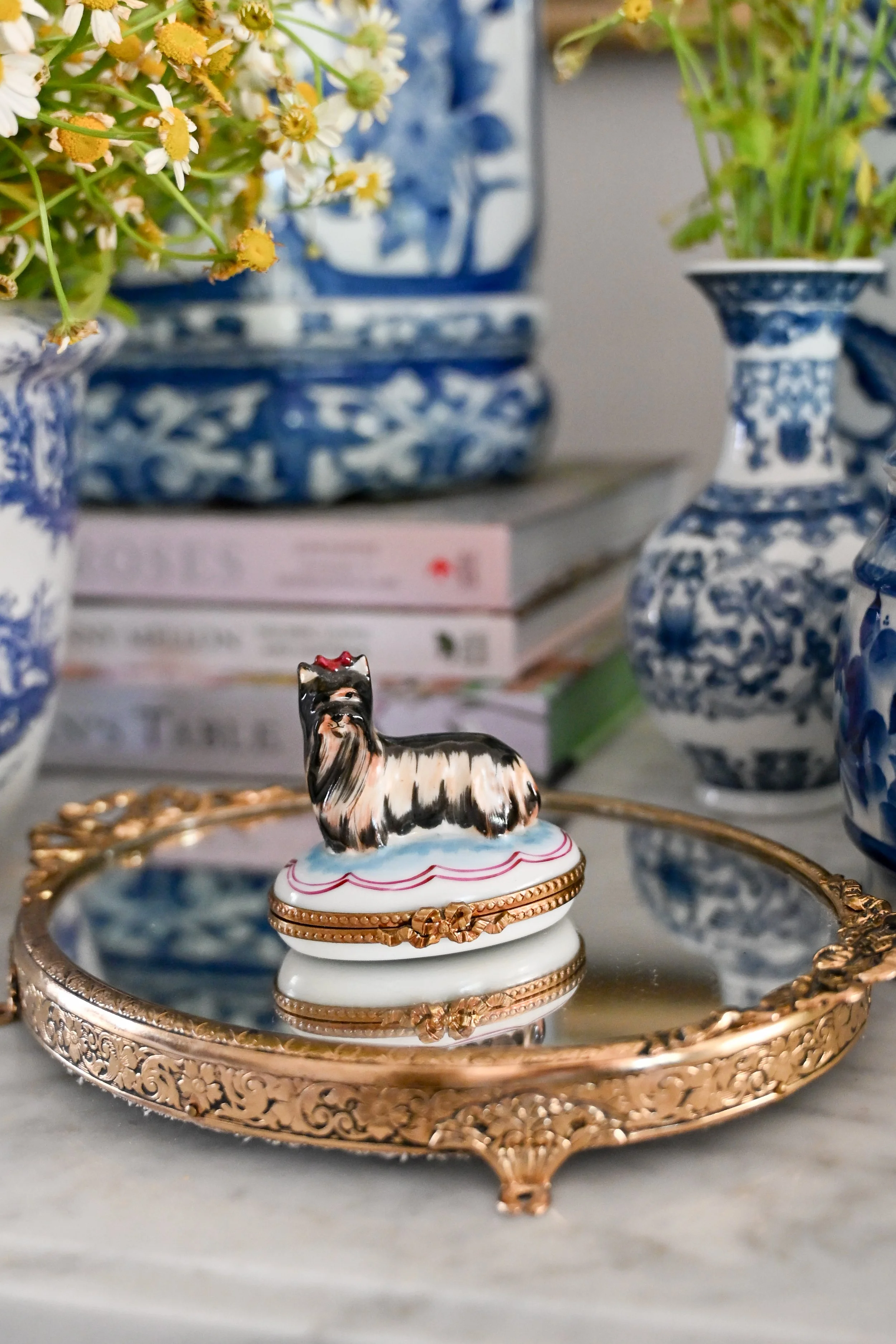 Yorkie Limoges Trinket Box