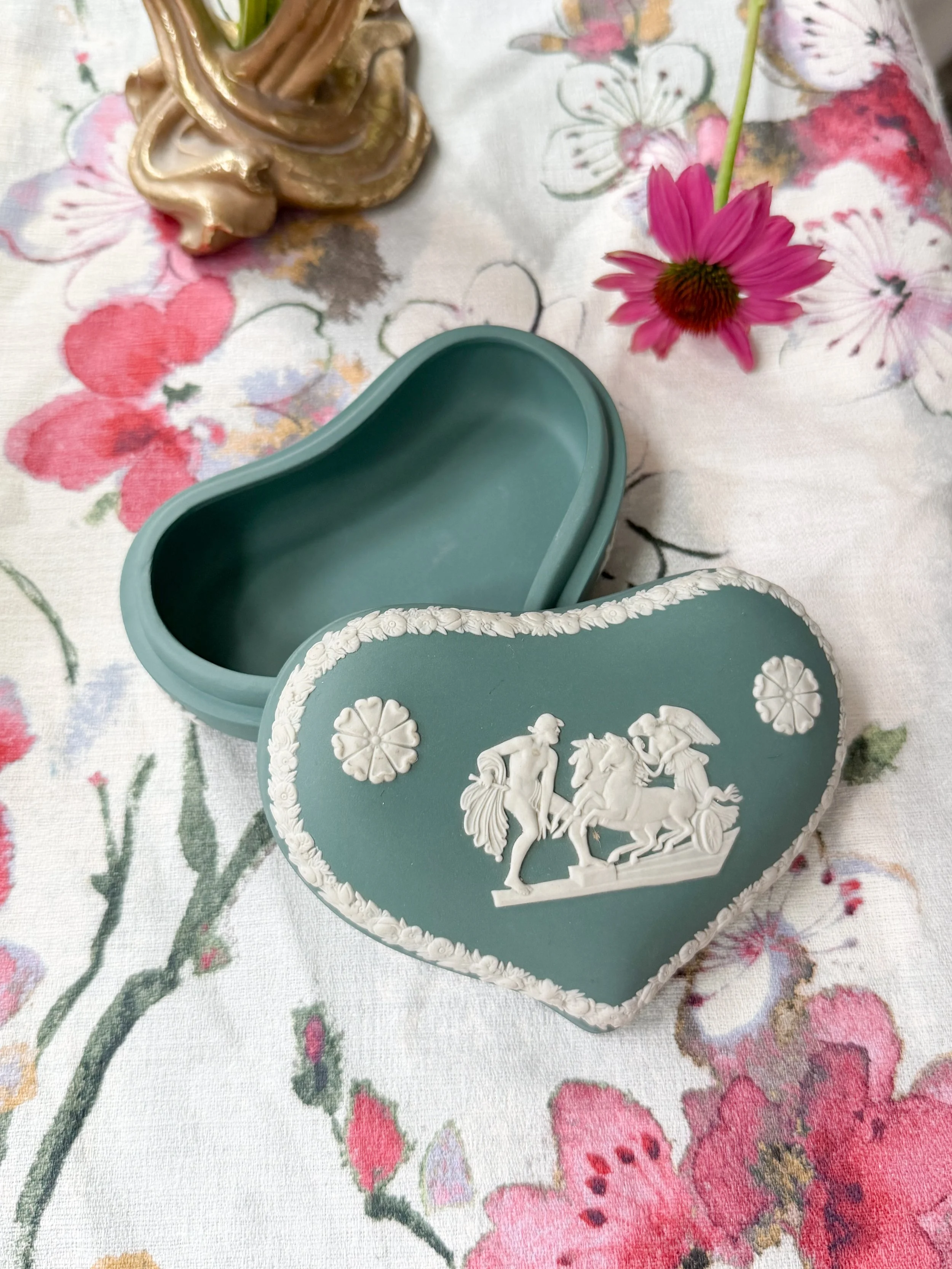 Wedgwood Teal Green Jasperware Trinket Box