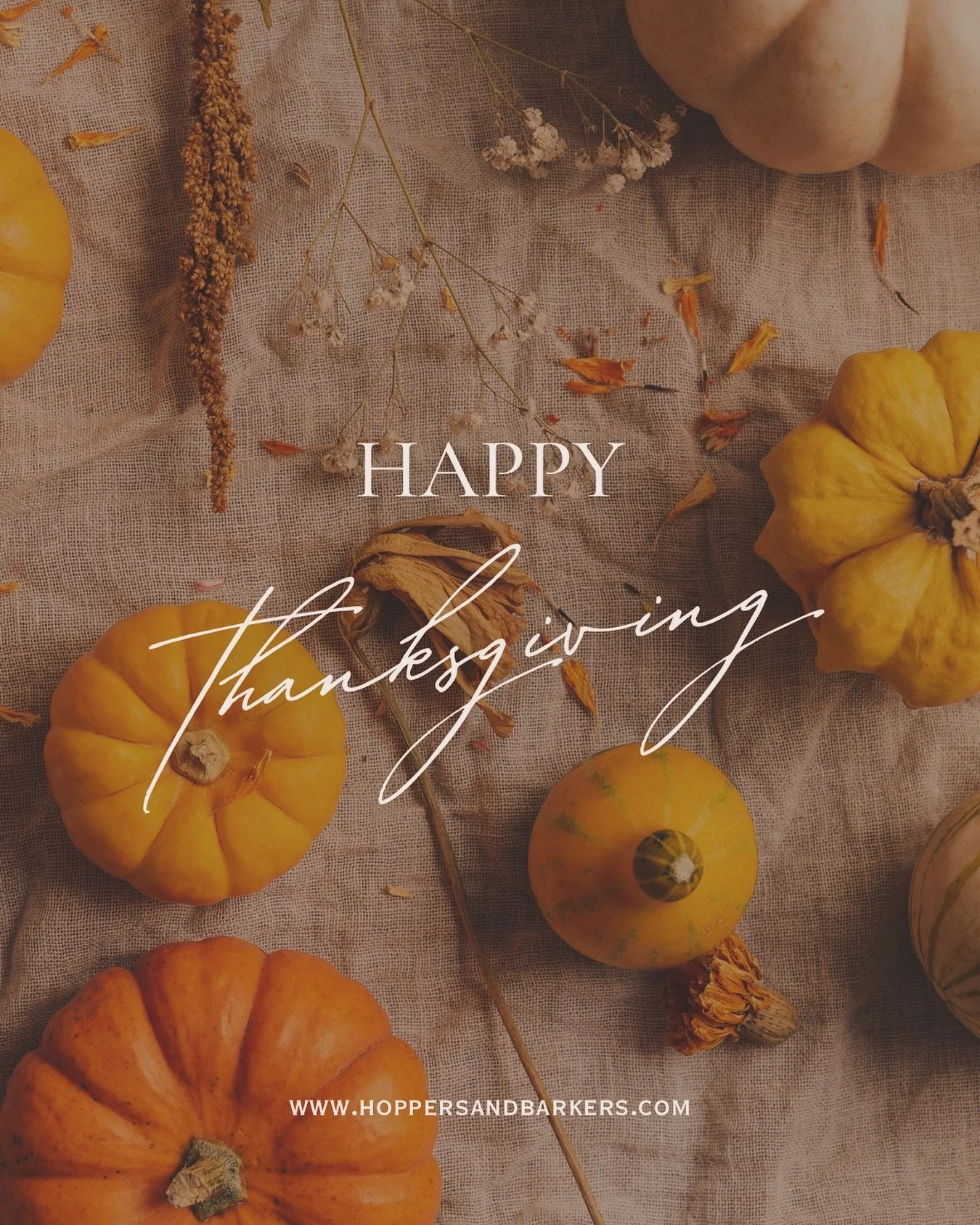 🧡✨ Happy Thanksgiving from Hoppers & Barkers! ✨🧡
As we gather around the table this weekend, our hearts are overflowing with gratitude for each and every one of you. 
Your love, support, and trust mean the world to us. Whether you’ve st