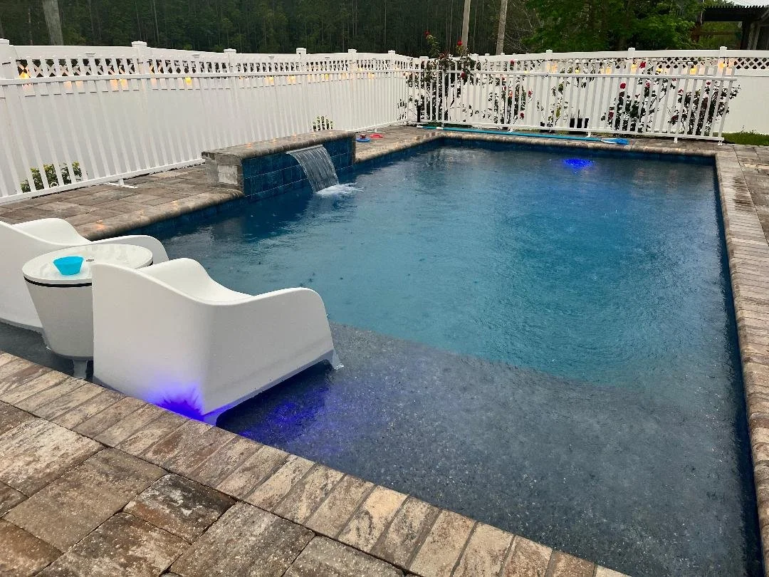 Custom Pool and Spa Builders in St. Johns county, Flagler county, Clay County, and Duval County with maintenance, water features, pavers, and patios.