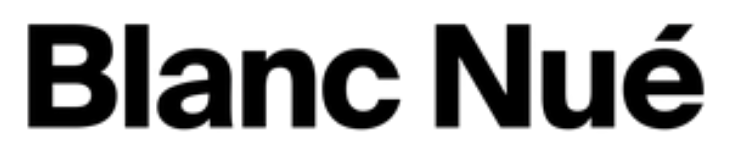 The text 'Blanc Nue' on a black background.