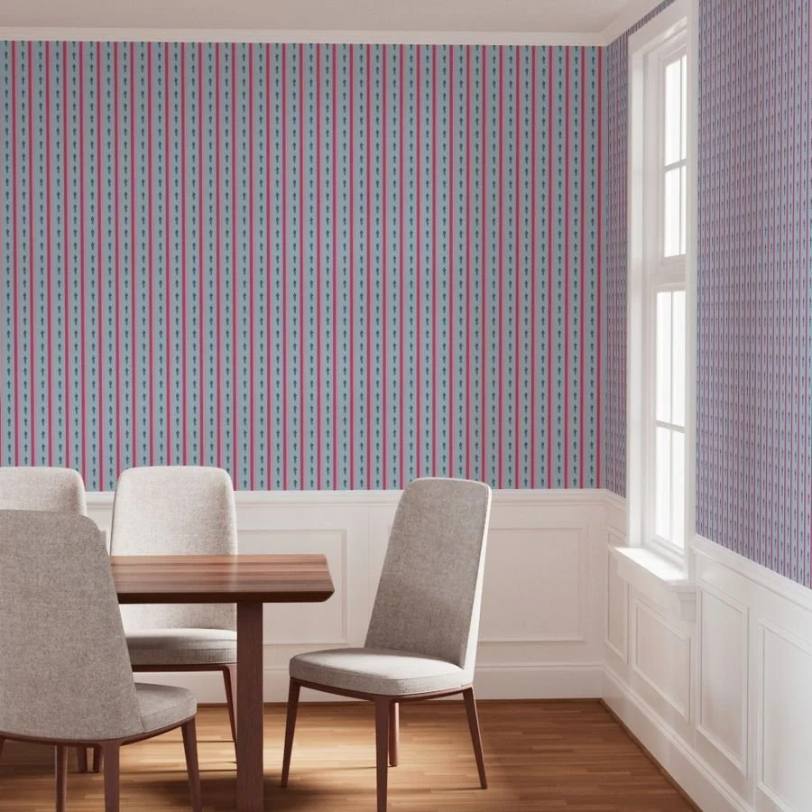 Wallpaper in Rosebud Stripe - Light Dusty Blue.jpg